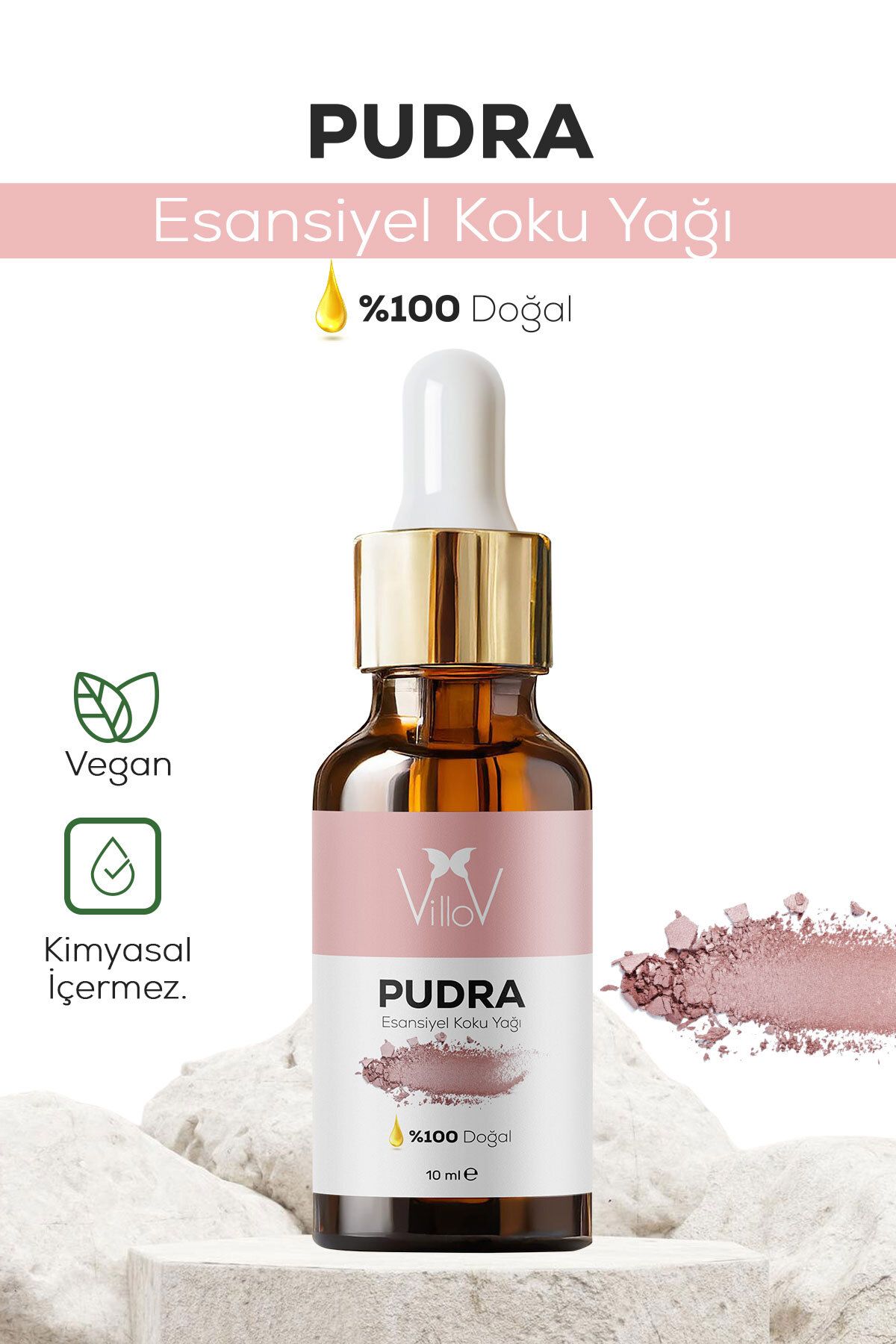 Villov Pudra Esansiyel Uçucu Koku Yağı Difüzör Esansı Buhurdanlık Yağı Aromaterapi Esansı Yağı 10ml