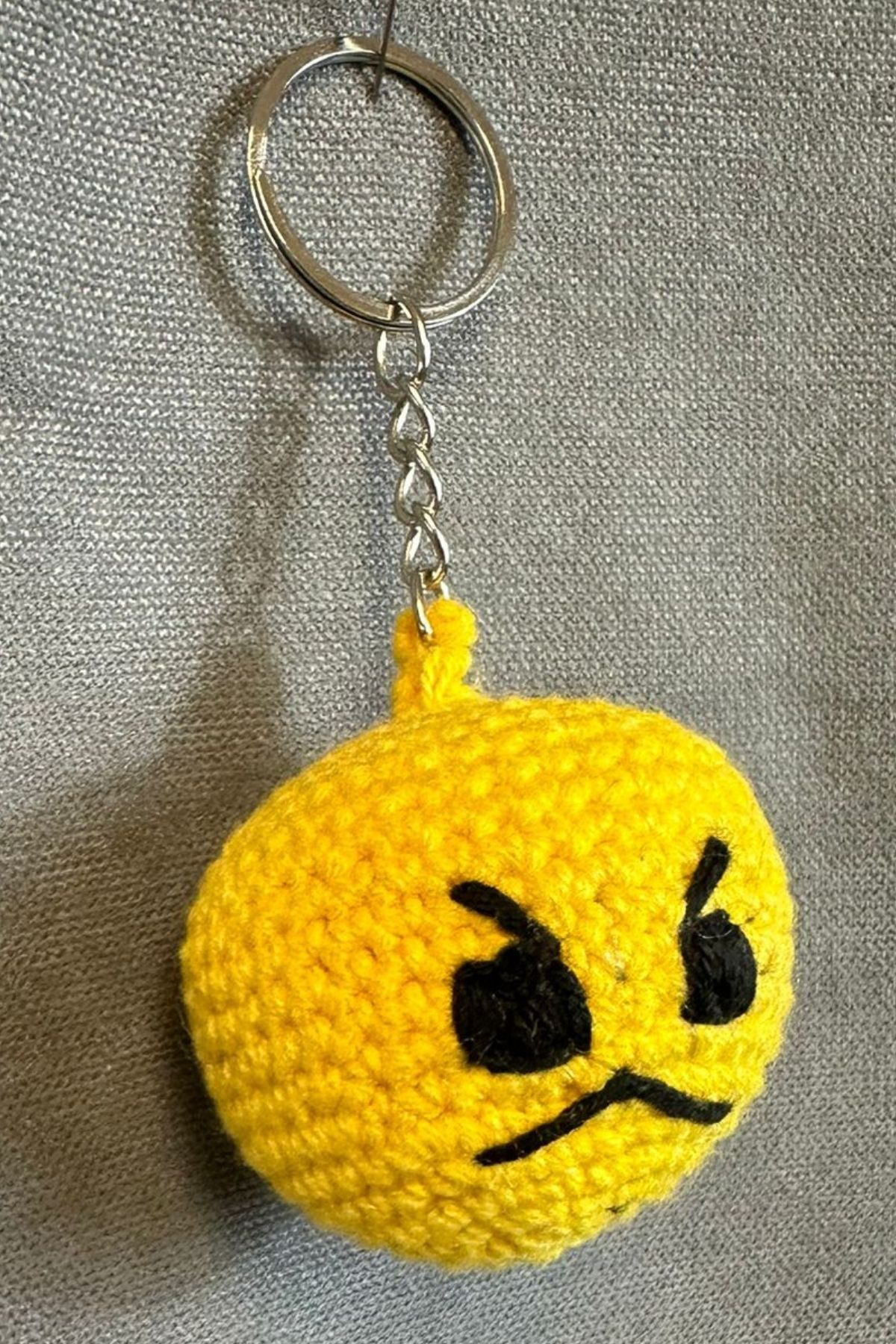 Uretti-- Tuğba 9352 2913 Handmade Knitted Angry Face Emoji Model Keychain 3