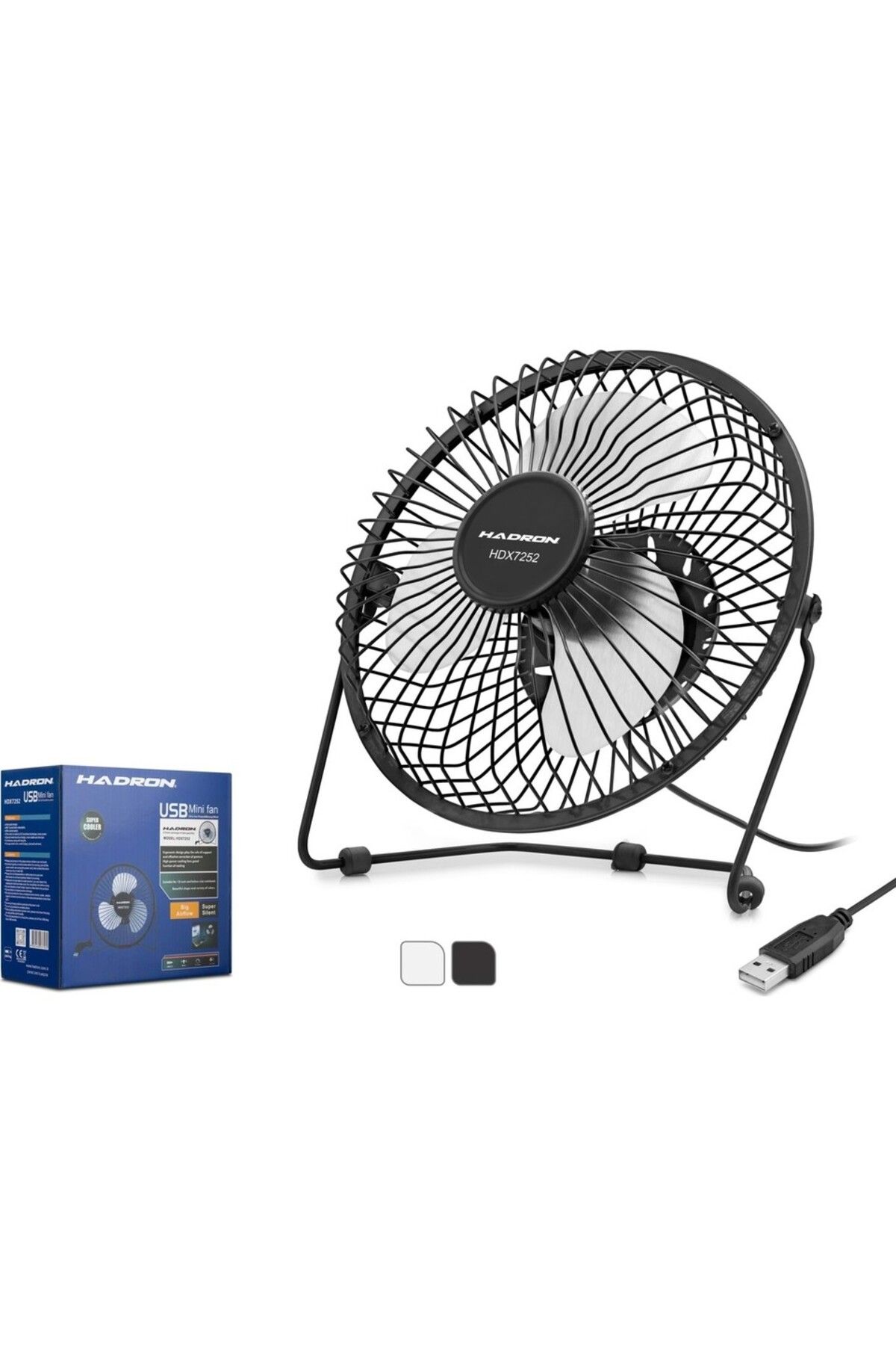 HADRON Hdx7252 Siyah Vantilatör Usb Metal 18Cm