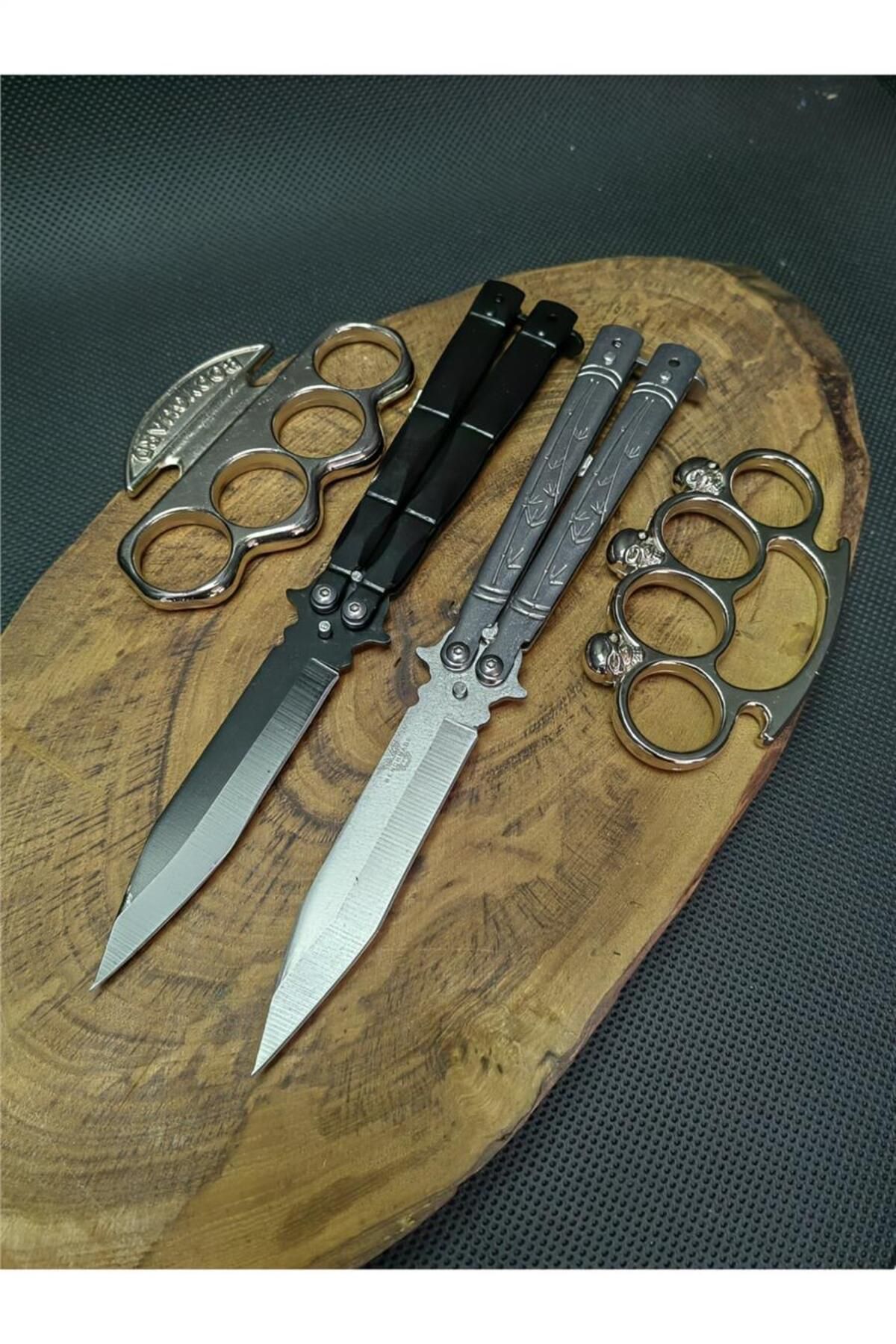 alsepeteavm 4 Parça Sallama Kelebek Kamp Outdoor Çakı Seti SS996459149