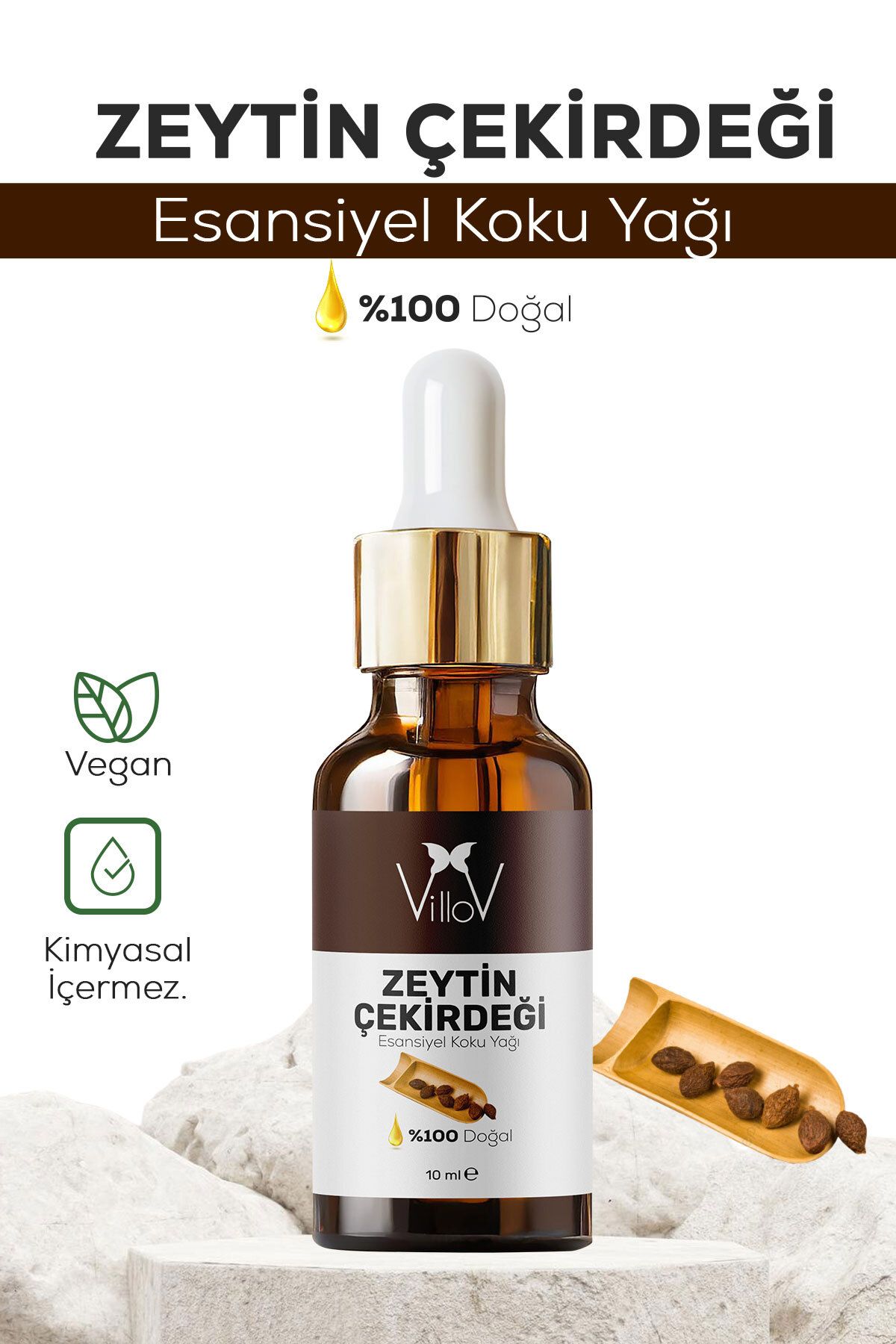 Villov Zeytin Çekirdeği Esansiyel Uçucu Koku Yağ Difüzör Esans Buhurdanlık Yağı Aromaterapi Esansı Yağ 10ml
