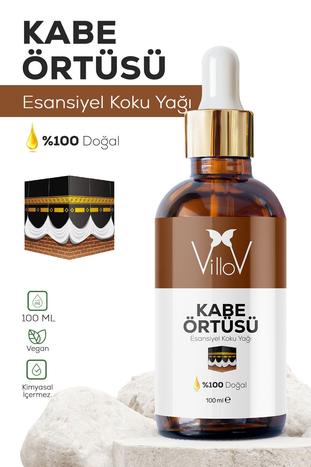 Villov Kabe Örtüsü Esansiyel Uçucu Koku Yağı Difüzör Esansı Buhurdanlık Yağı Aromaterapi Esansı Yağı 100ml