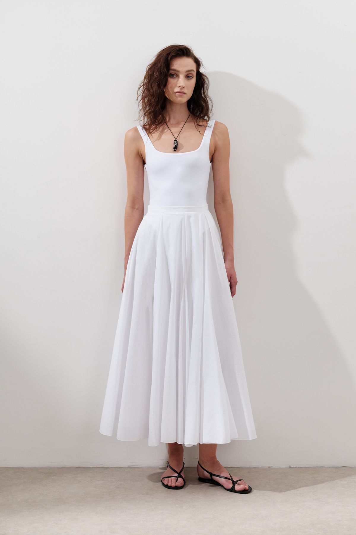 Manuka-Partial Wide Cotton Skirt Ecru 5