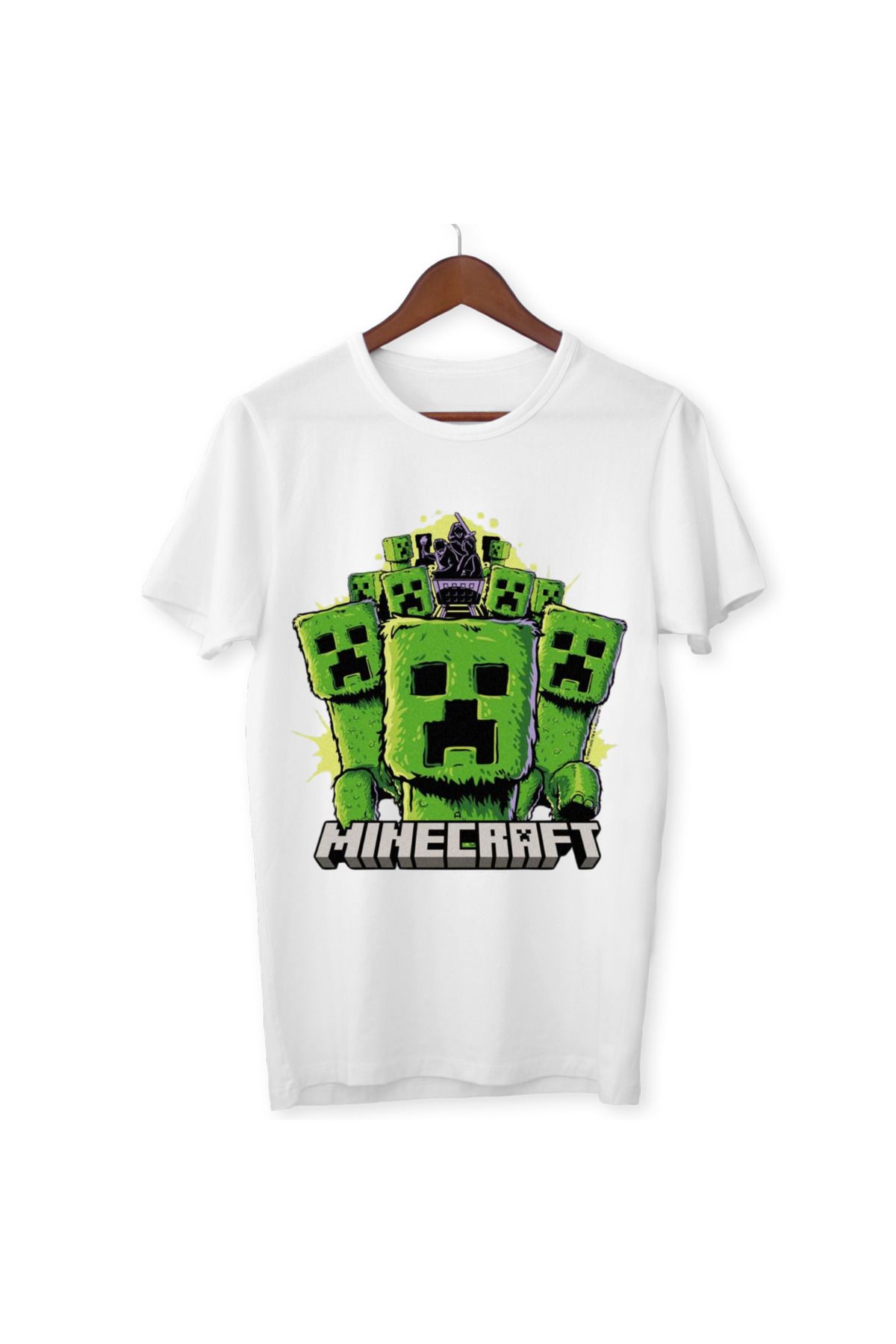 ALPŞAN TİCARET Mınecraft Çocuk Yetişkin Beyaz T-shirt Unisex Çocuk Tişört