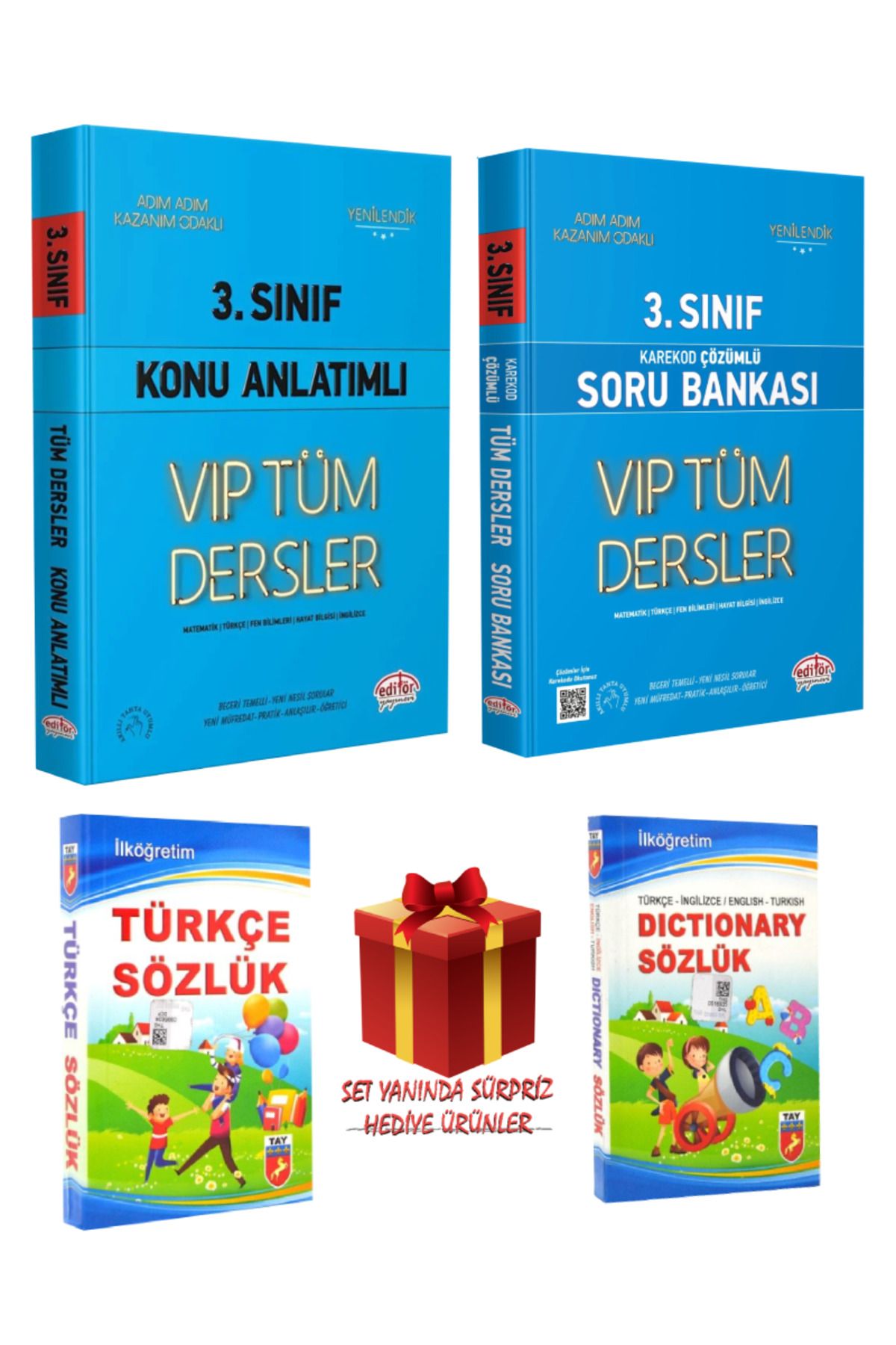 Editör Yayınevi 3. Sınıf Tüm Dersler Konu Anlatımı+ Soru Bankası+ Türkçe Sözlük+ Dictionary İngilizce Sözlük+ Hediye