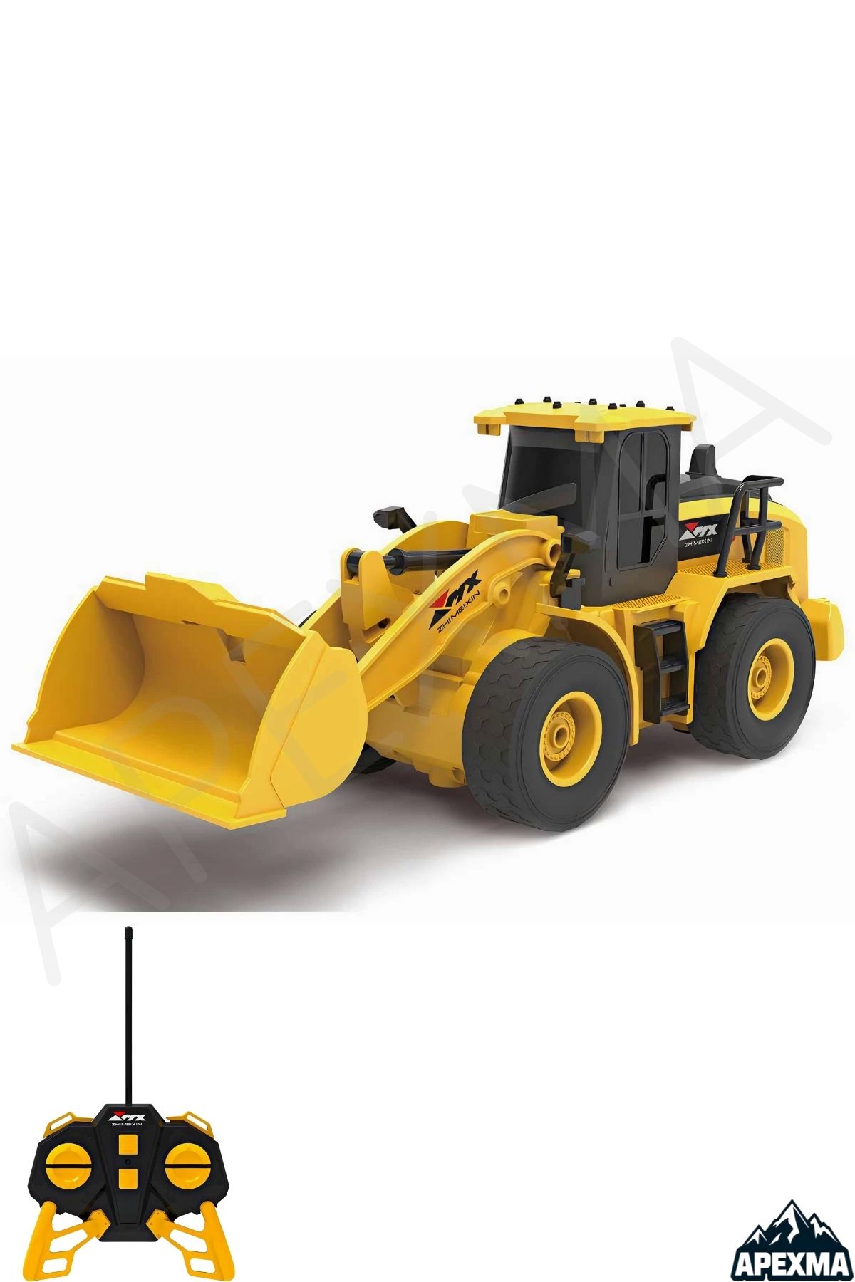 Apexma Oyuncak 40MHz Uzaktan Kumandalı Şarjlı LED Işıklı Rc İş Makinesi Bulldozer Kepçe