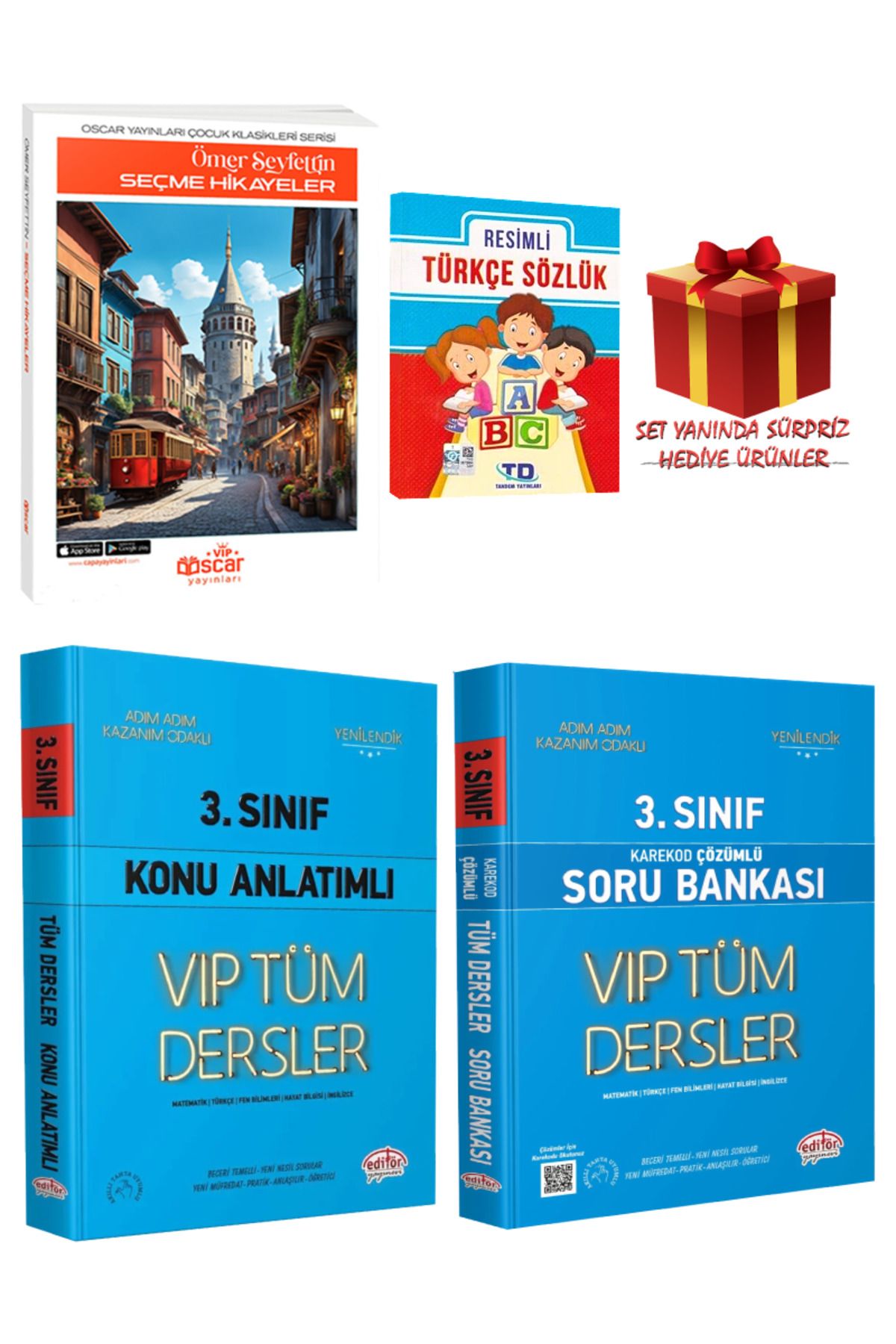 Editör Yayınevi 3. Sınıf Seti: Ömer Seyfettin Seçme Hikayeler+Resimli Türkçe Sözlük+Tüm Dersler Konu+Soru Bankası