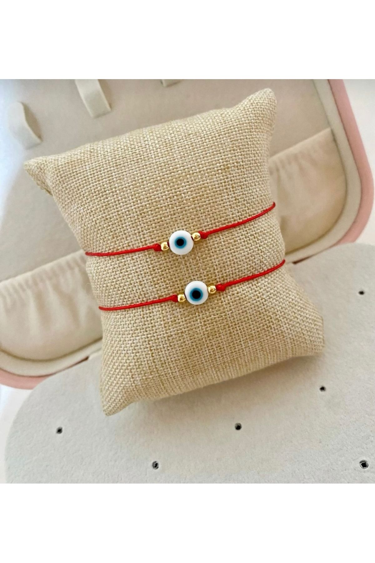 Mojo Jewellery Kırmızı İp Nazar Boncuklu Bileklik – Ayarlanabilir, El Yapımı, Şans ve Koruma Sembolü, Unisex