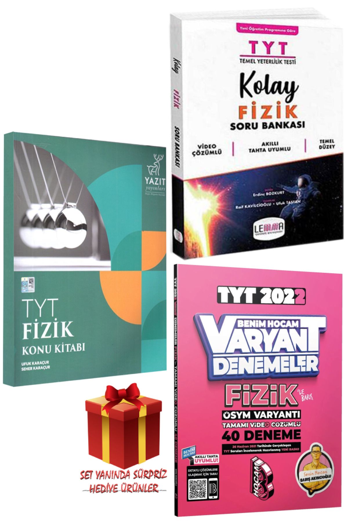 Yazıt Yayınları TYT Fizik Konu Kitabı+TYT Fizik Soru Bankası+Benim Hocam 40 Deneme+Hediye
