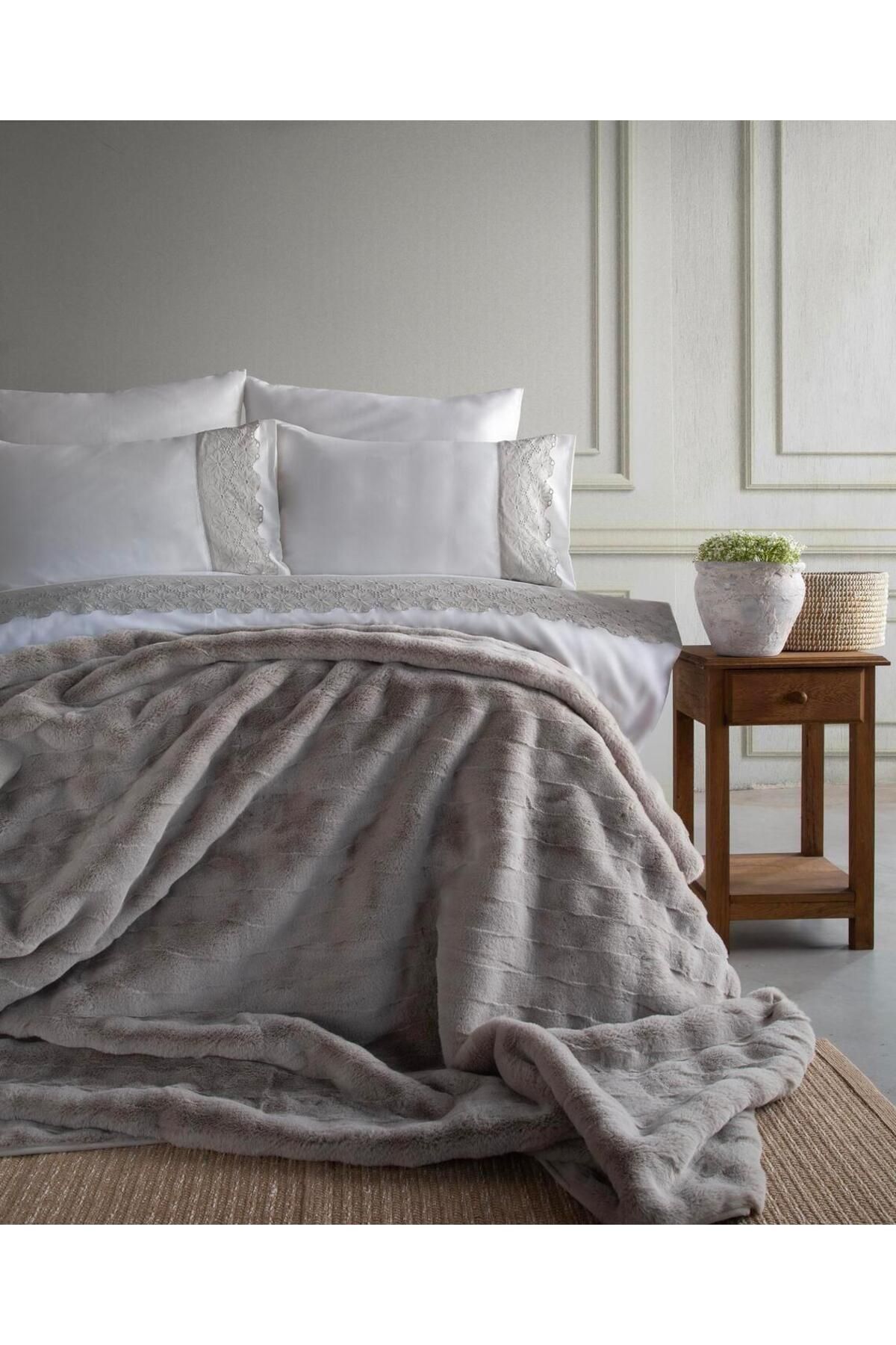 Apricitas HOME CIFT KISILIK YATAK ÖRTÜLÜ SET NOLAN GRI - YATAK ORTUSU