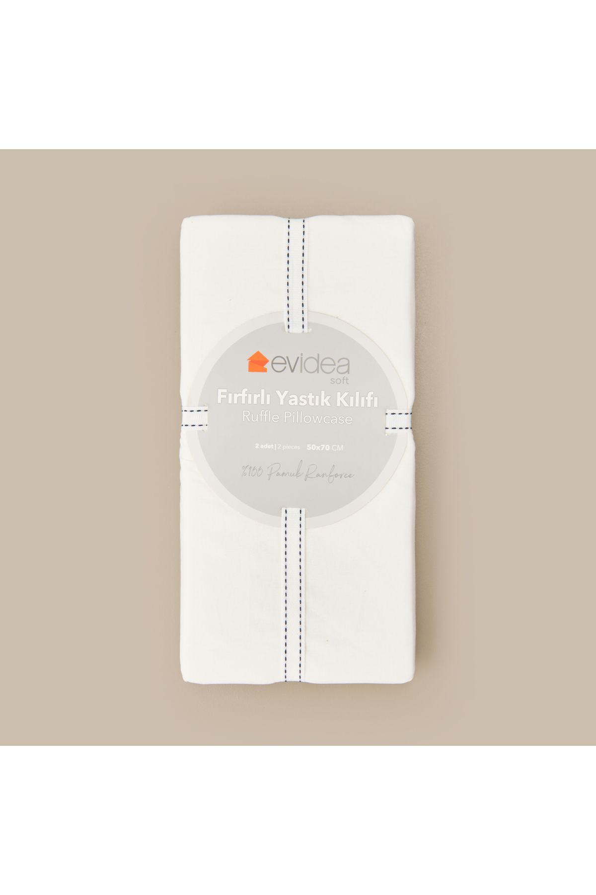 Evidea Soft Basic Fırfırlı 2'li Yastık Kılıfı - Ekru - 50x70 cm