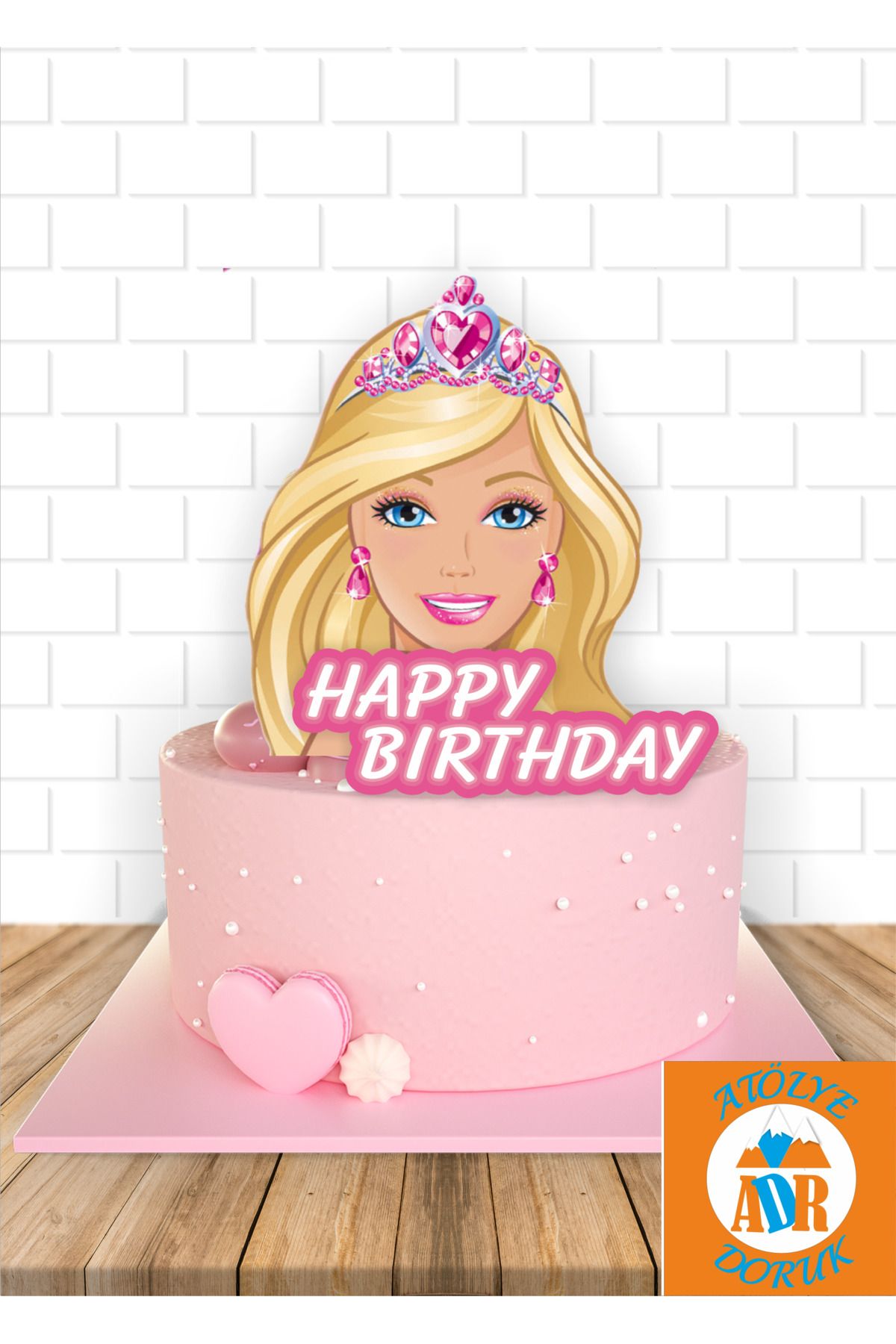 Atolye Doruk Barbie Bebek Doğum Günü Parti Süsü-Barbie Pasta Çubuğu-Kız Çocuk Çubuklu Pasta Süsü Happy Birthday