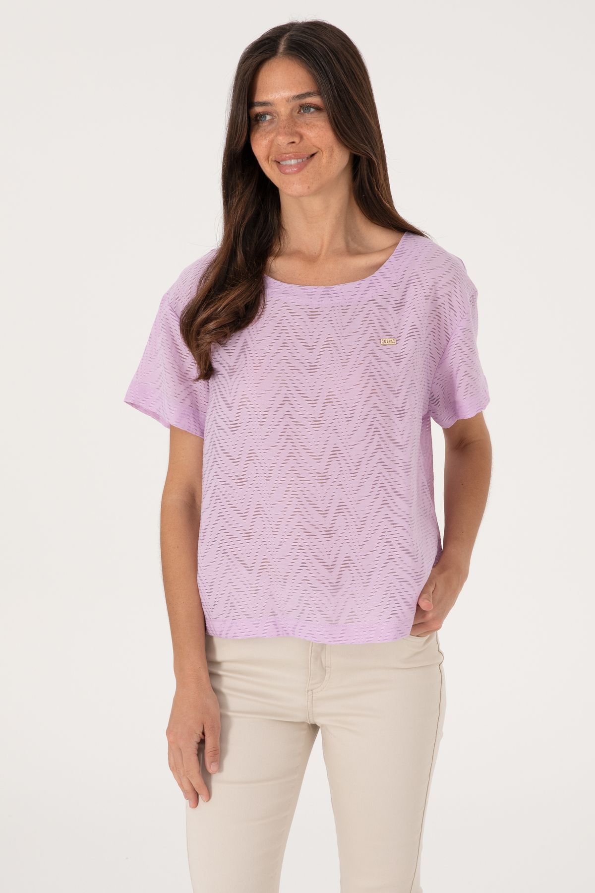 U.S. Polo Assn. Kadın Lila Kısa Kollu Gömlek 50299319-VR034