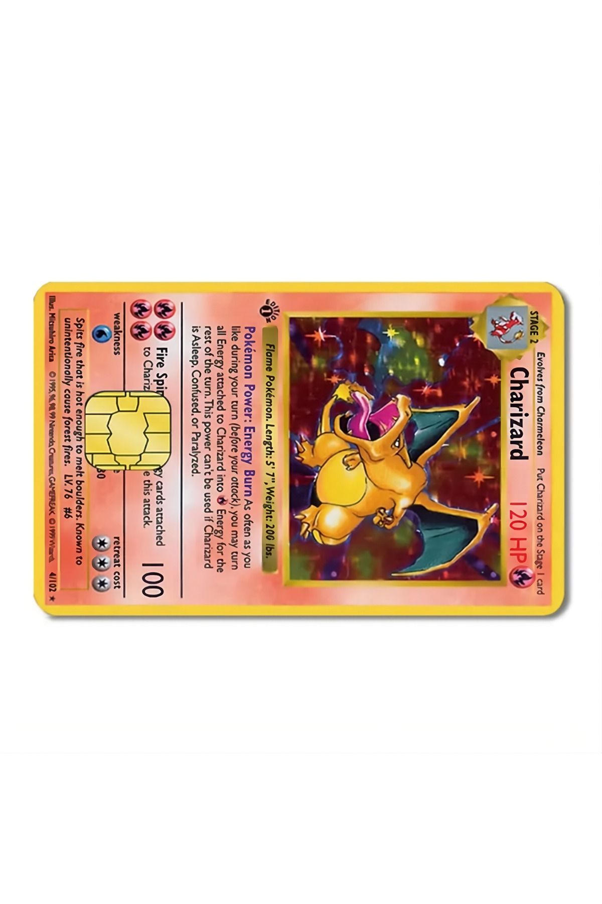 yoyadizayn Pokemon Charizard Kart Kaplama Kredi Kartı, Metro kartı, Akbil, Öğrenci Kartı Küçük Çip