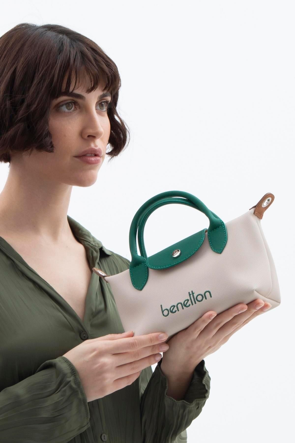 United Colors of Benetton Kadın Çapraz Çanta BNT 1607 - Bej-Yeşil-Camel