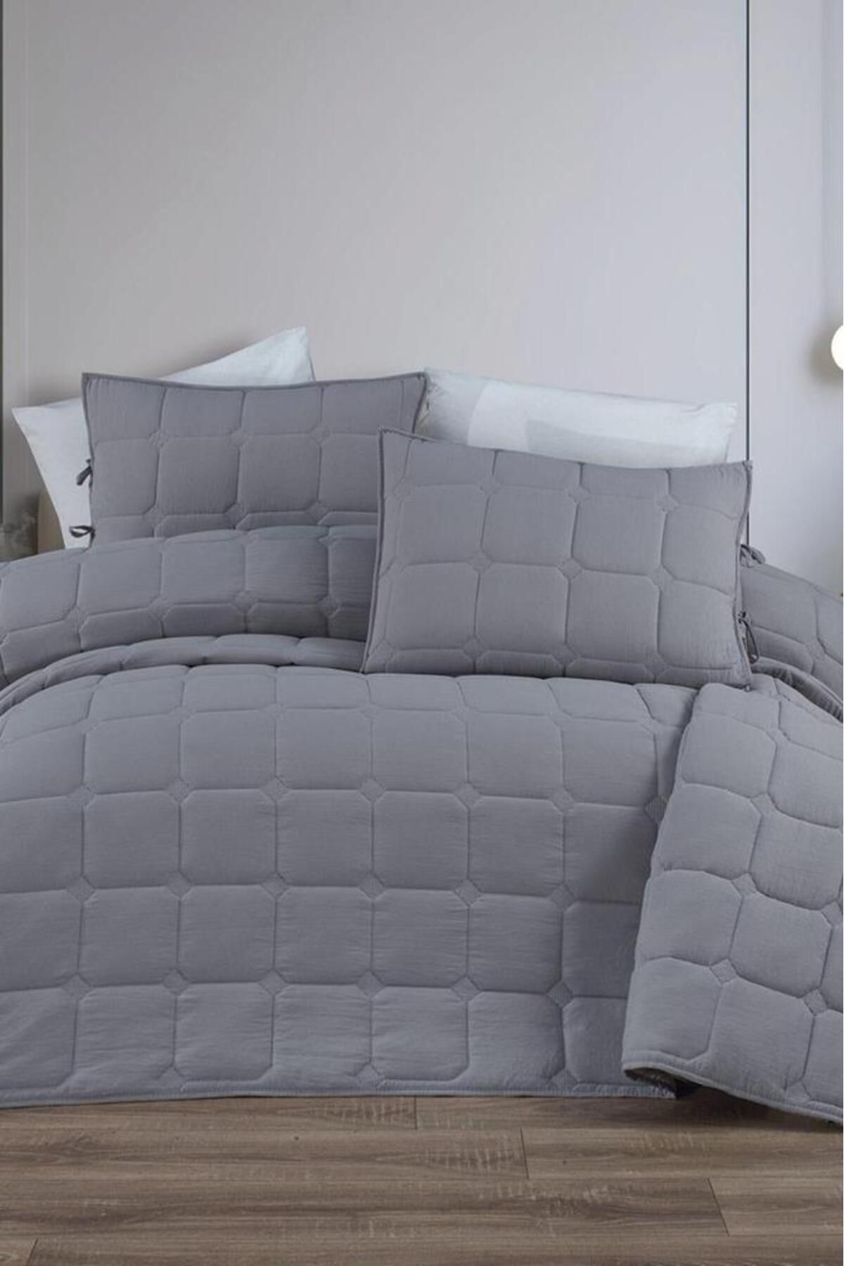 Çeyiz Diyarı Cratos Comfort Çift Kişilik Yatak Örtüsü Gri