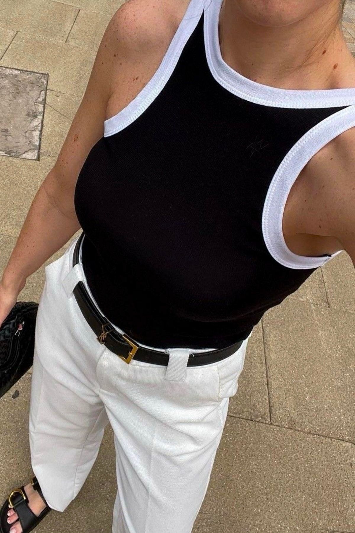 meyoubags Çift Renk Halter Fitilli Crop Body Atlet