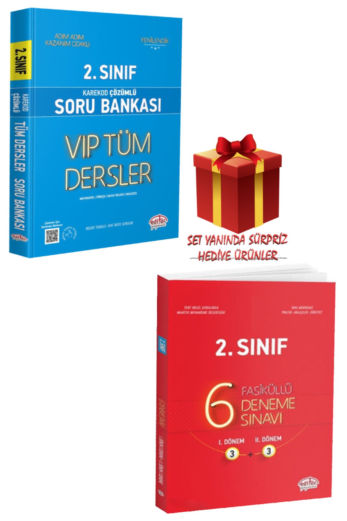 Editör Yayınevi 2. Sınıf Karekod Çözümlü VIP Tüm Dersler Soru Bankası+Fasiküllü 6 Deneme Sınavı+Hediye