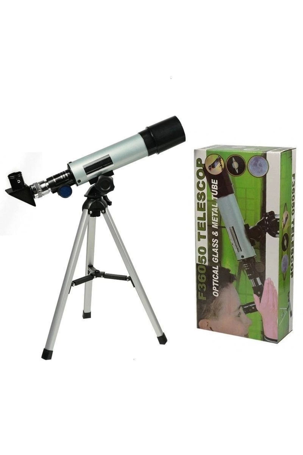 Generic 50x360 Mini Teleskop Kara Uzay Teleskobu Aliminyum Gövde Tripodlu