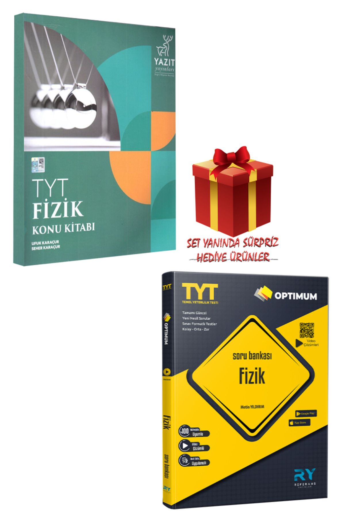 Yazıt Yayınları TYT Fizik Konu Kitabı + Referans Optimum Fizik Soru Bankası + Hediye
