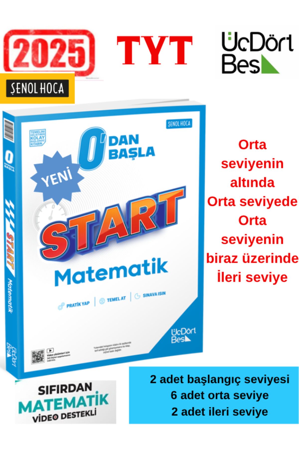 Üç Dört Beş Yayıncılık 2025 Tyt Matematik 0 'dan Başla Şenol Hoca 0 Dan Başlayanlara Konu Özetli Soru Bankası