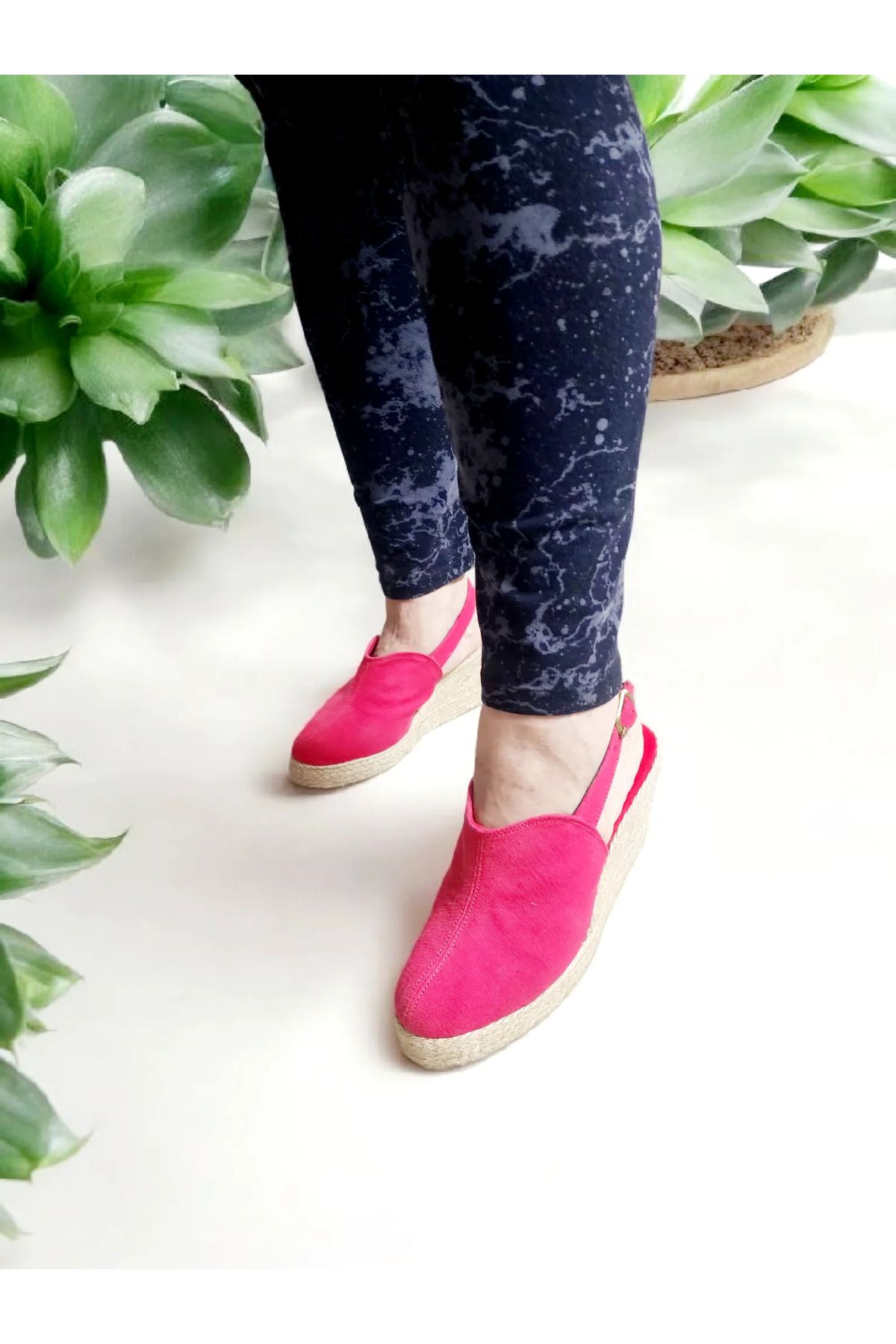 GokceKundura06 8Cm Dolgu Topuk Keten Espadril