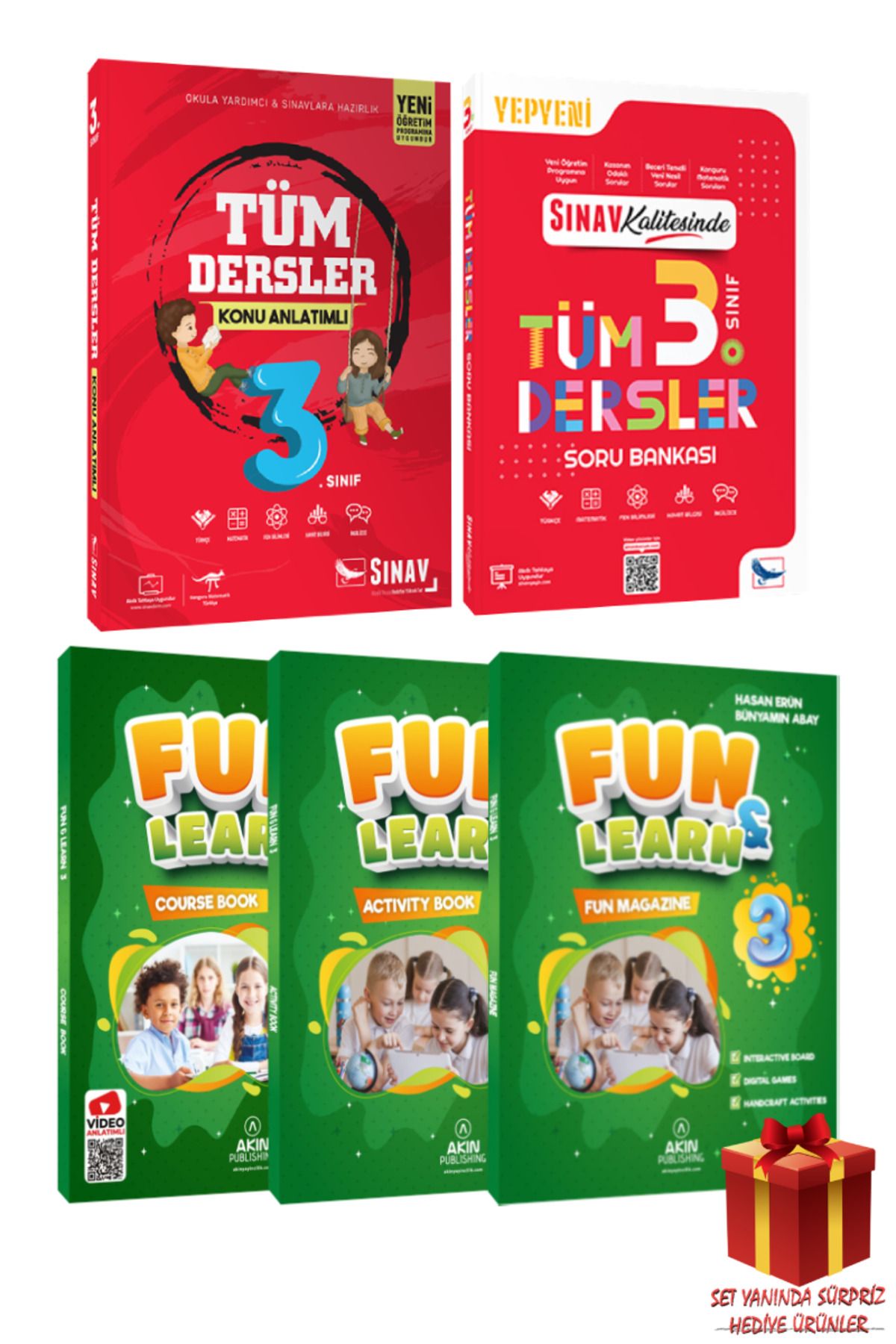 Sınav Yayınları 3.Sınıf Tüm Dersler Konu Anlatımı+ Tüm Dersler Soru Bankası+ Fun Learn İngilizce Seti+ Hediye