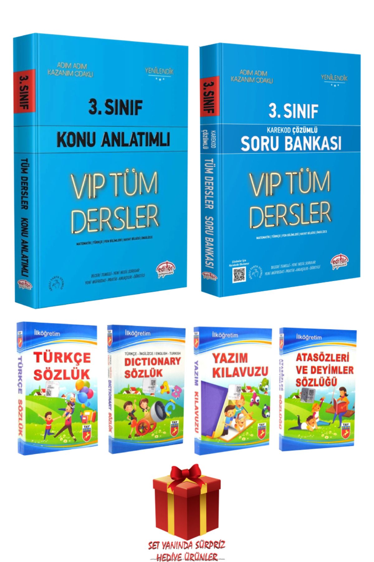 Editör Yayınevi 3. Sınıf Konu Anlatımı+Soru Bankası+ Türkçe-İngilizce-Atasözleri ve Deyimler Sözlüğü+ Yazım Kılavuzu