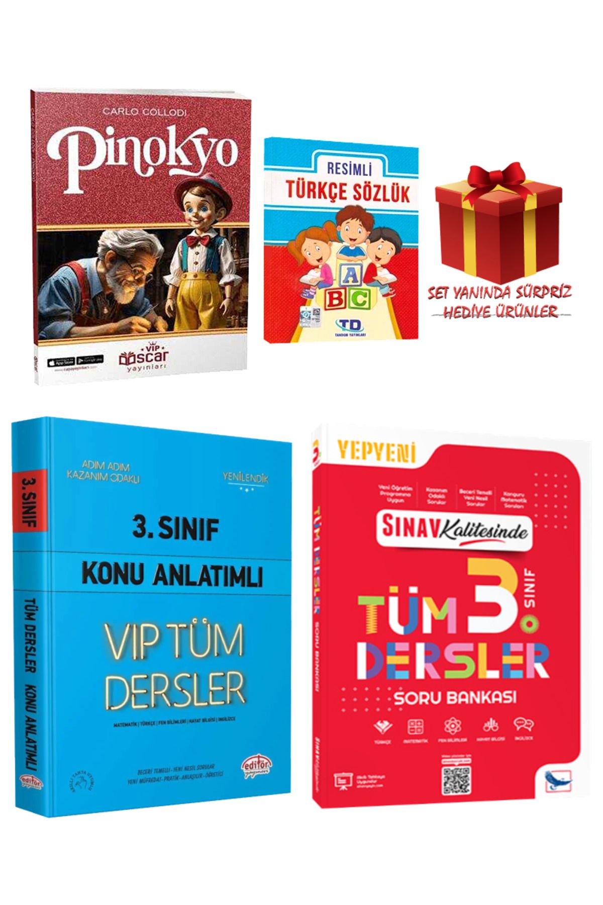 Editör Yayınevi 3. Sınıf Seti: Pinokyo+Resimli Türkçe Sözlük+Tüm Dersler Konu Anlatımlı+Soru Bankası