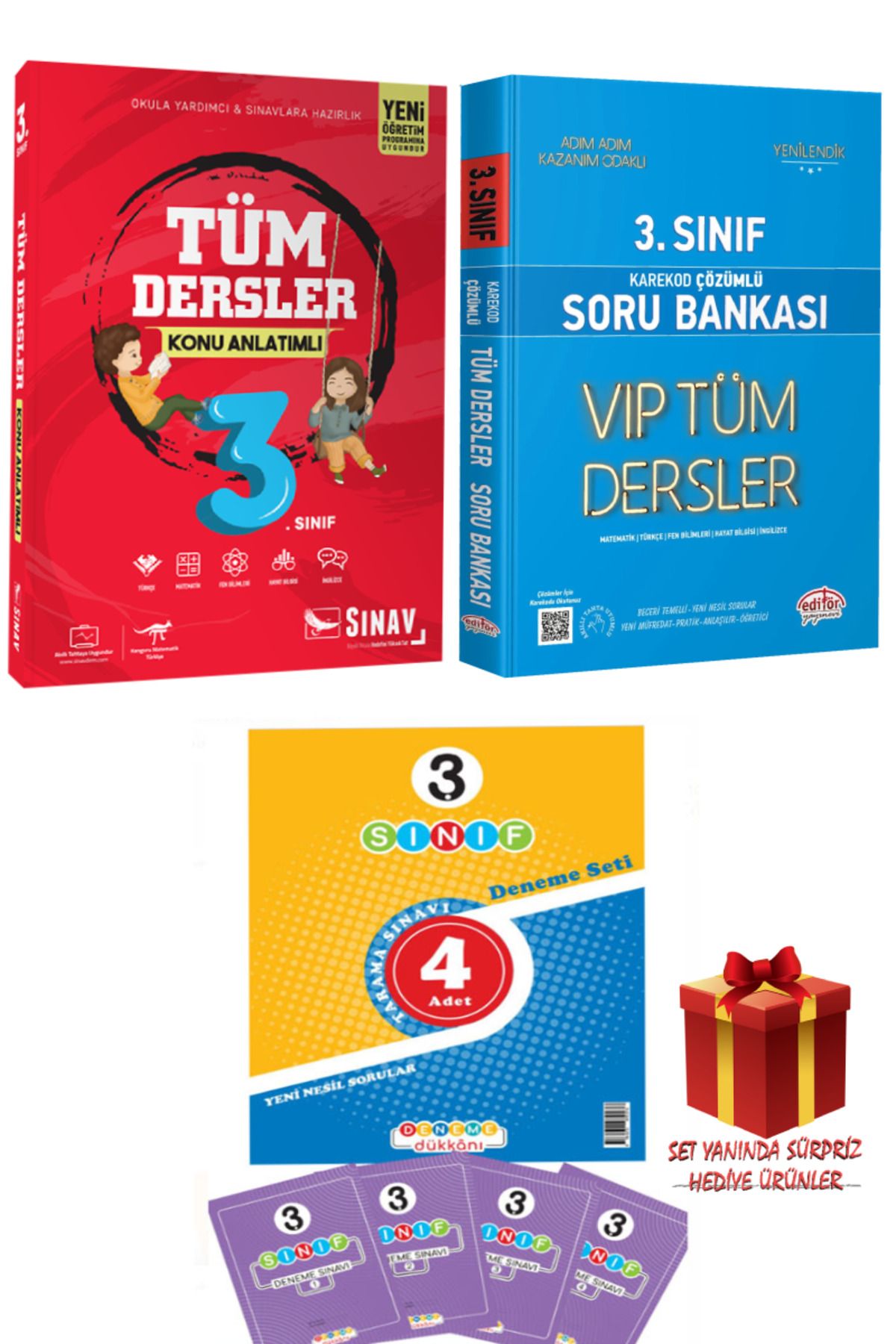 Sınav Yayınları 3. Sınıf Tüm Dersler Konu Anlatımlı+Karekod Çözümlü Soru Bankası+4 Adet Deneme+Hediye
