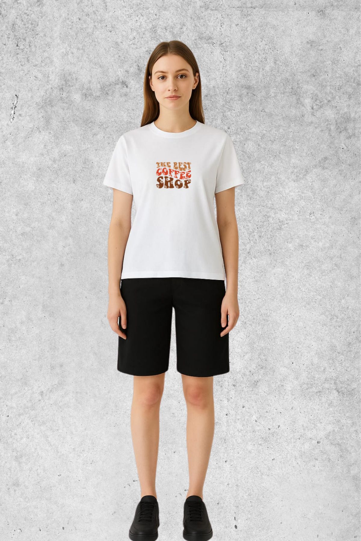 MOLICO Basic unisex sıfır yaka kısa kollu THE BEST COFFEE baskılı tshirt