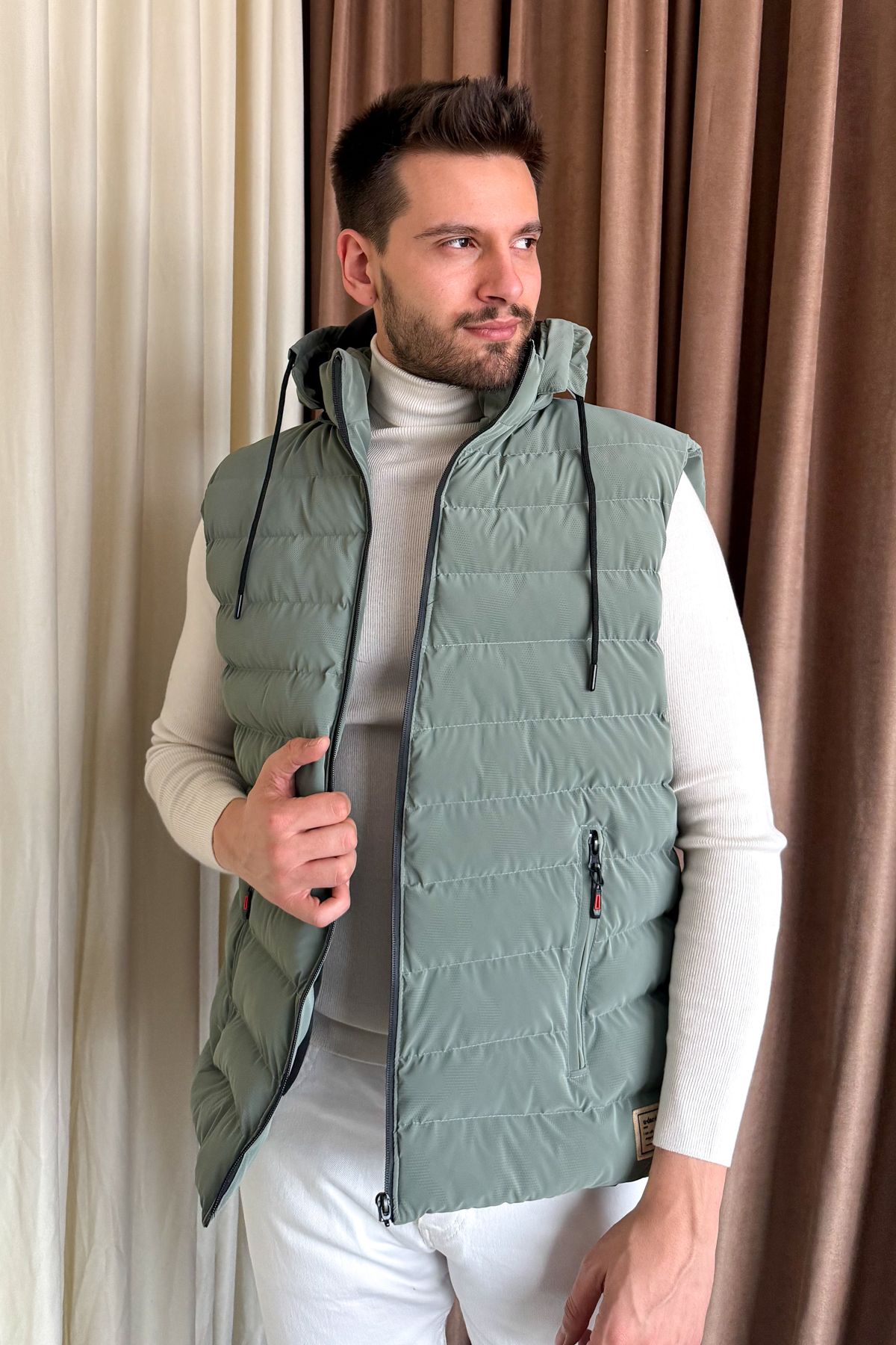 ModaPlaza-Men's Hooded Puffer Vest 5