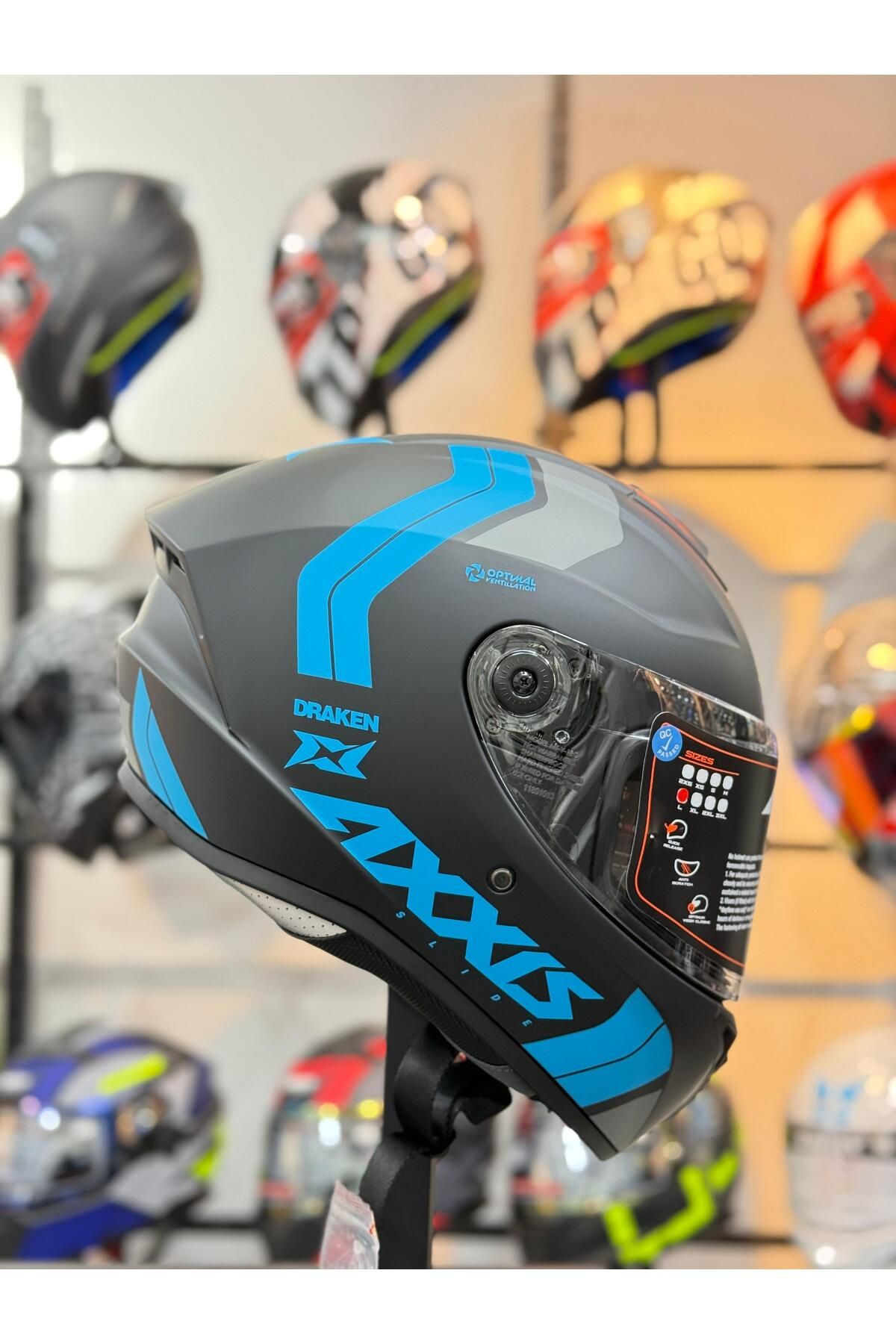 AXXIS DRAKEN S SLIDE B7 MATT FLUOR BLUE KASK
