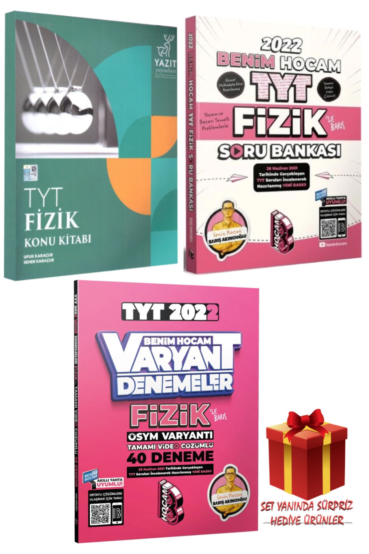 Yazıt Yayınları TYT Fizik Konu Kitabı+Benim Hocam TYT Fizik Soru Bankası+40 Deneme+Hediye
