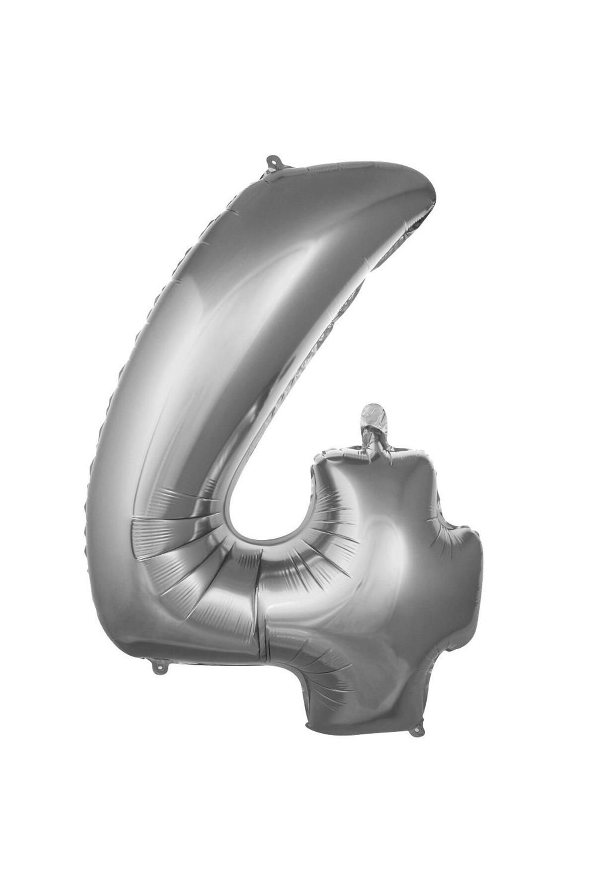 PARTİMİO PARTİ MALZEMELERİ Rakam Folyo Balon Gümüş Renk 16'' (36cm)