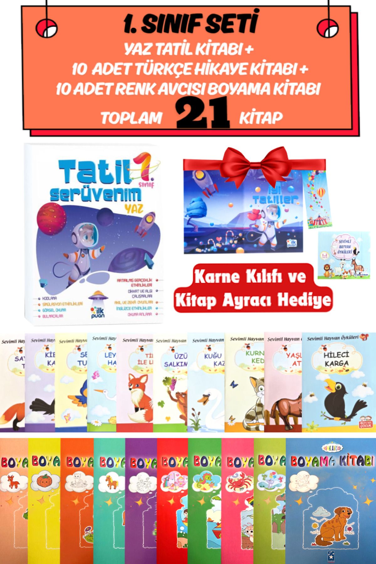 Altınpost Yayınları 1. Sınıf Yaz Tatil Kitabı+10 Adet Türkçe Hikaye Kitabı+10 Adet Boyama Kitabı+Hediye
