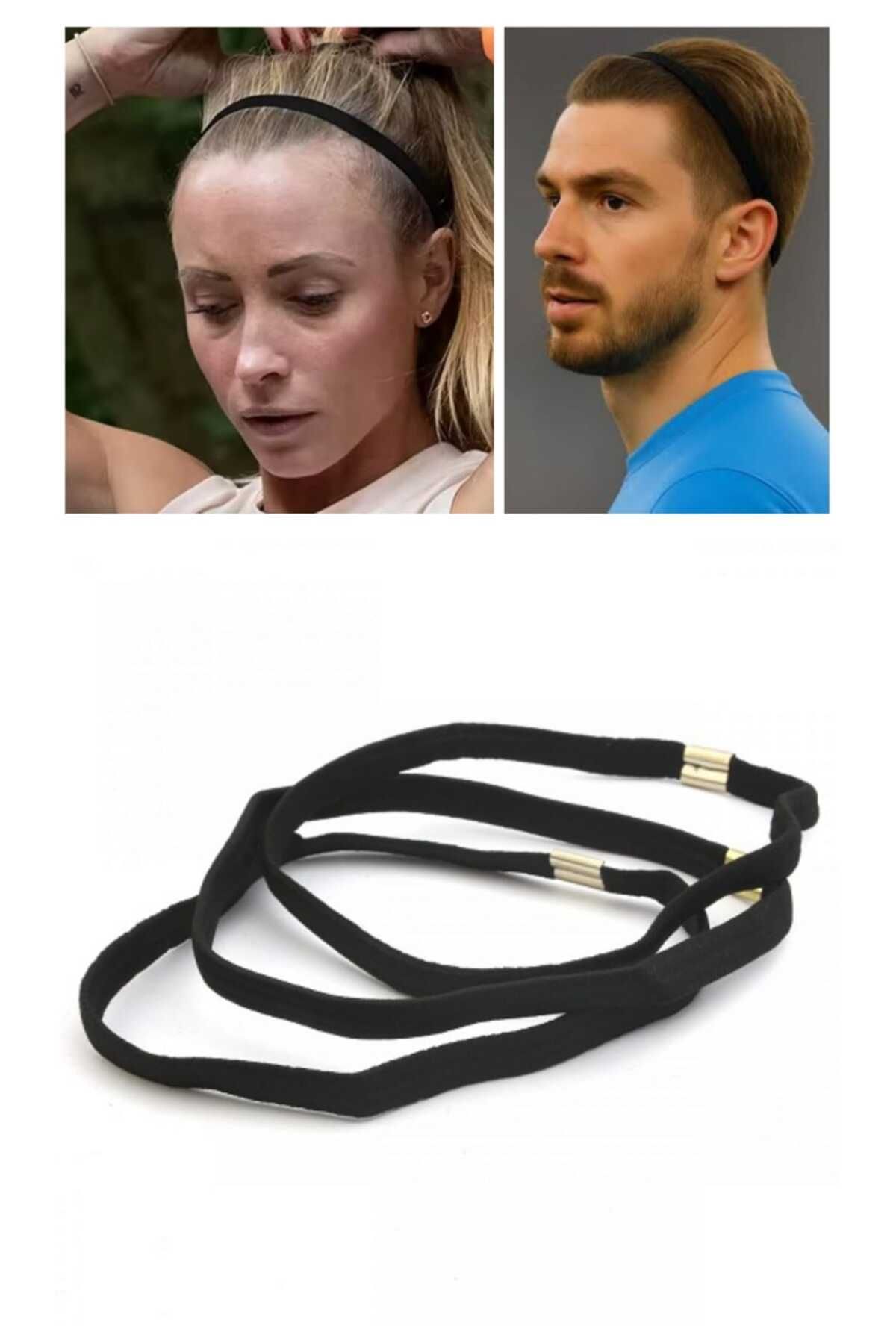 Eva Rose 3 Adet Unisex Sporcu Saç Bandı Yoga Bant Sporcu Bandı Siyah lastik Saç bandı ince lastik bant