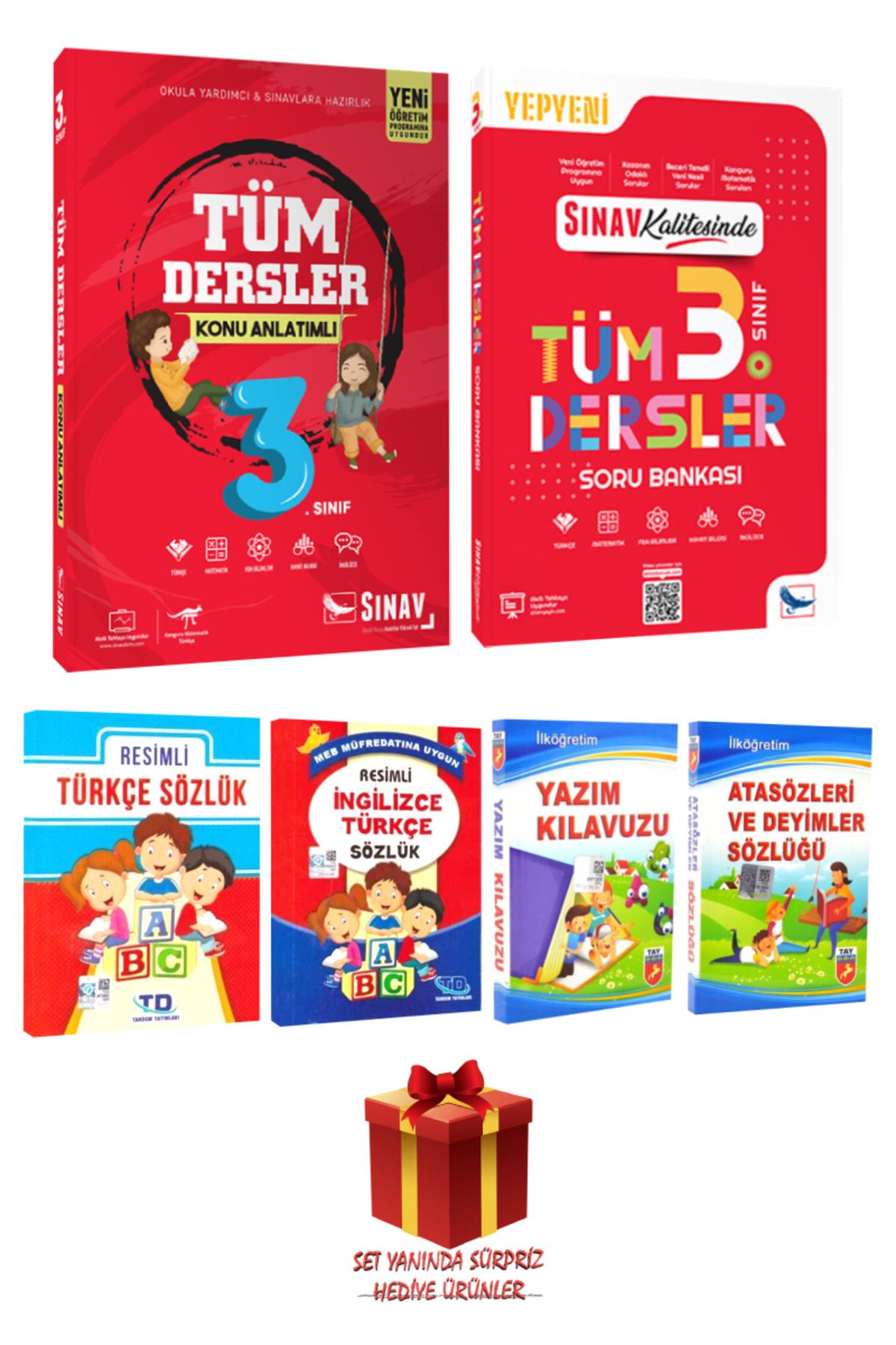 Sınav Yayınları 3. Sınıf Konu Anlatımı+Soru Bankası+ Türkçe-İngilizce-Atasözleri ve Deyimler Sözlüğü+ Yazım Kılavuzu