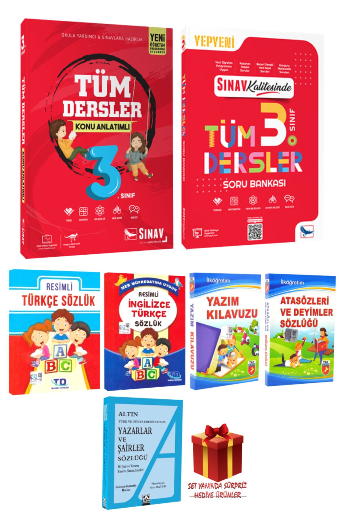 Sınav Yayınları 3. Sınıf Konu Anlatımı+Soru Bankası+ Türkçe-İngilizce-Atasözleri ve Deyimler Sözlüğü+ Yazım Kılavuzu