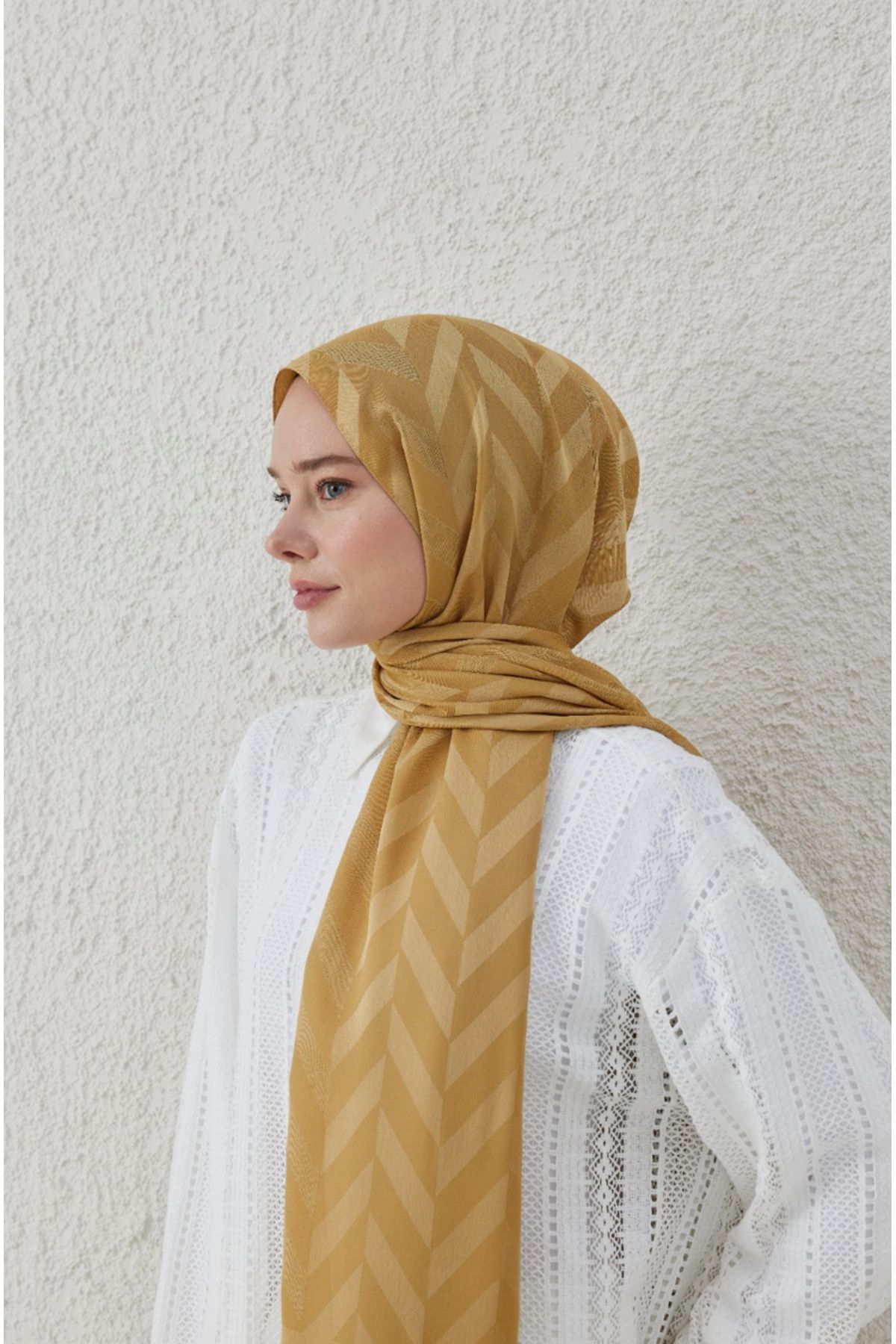 VALORSCARF Valor balıksırtı desen şal gold