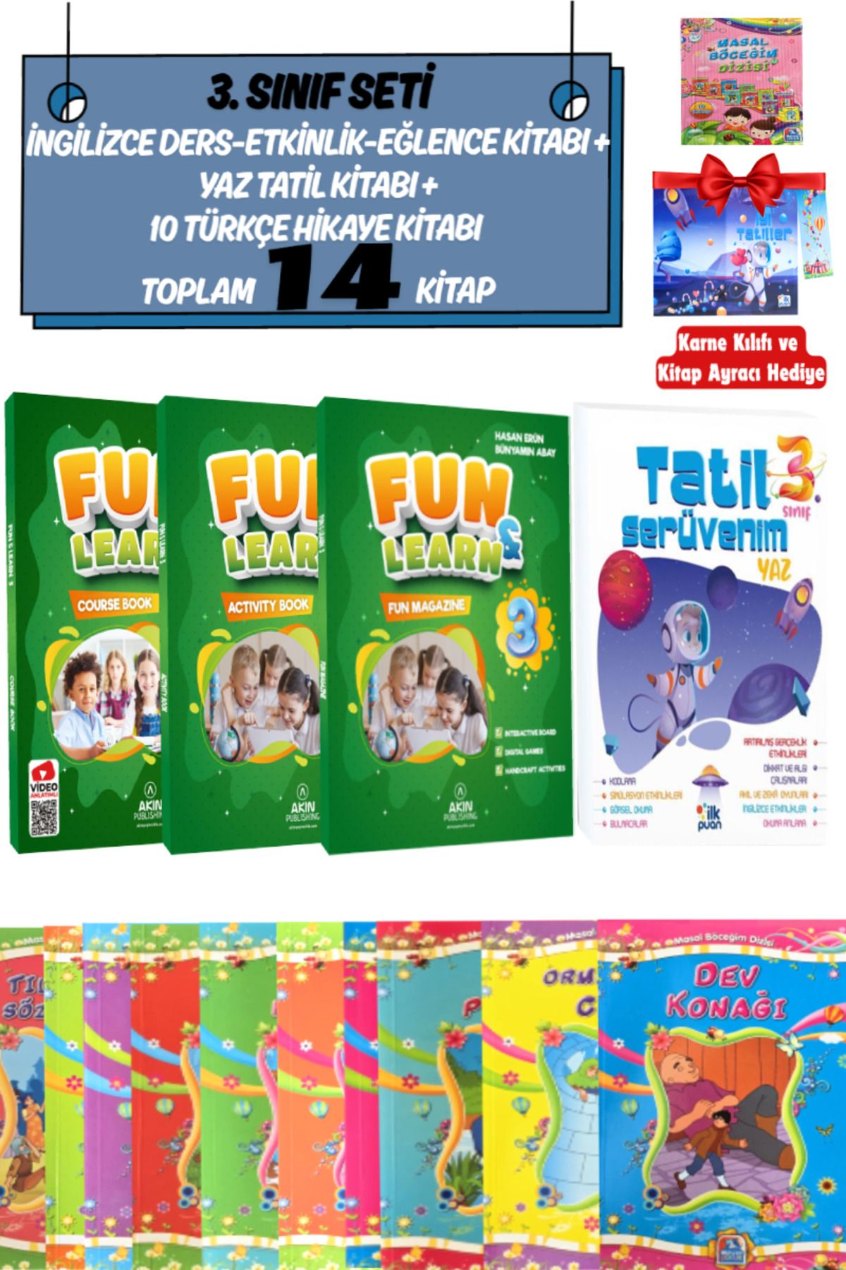 Altınpost Yayınları 3. Sınıf Fun&Learn Course Book-Activity Book-Fun Magazine+Yaz Tatil Kitabı+10 Türkçe Hikaye Kitabı