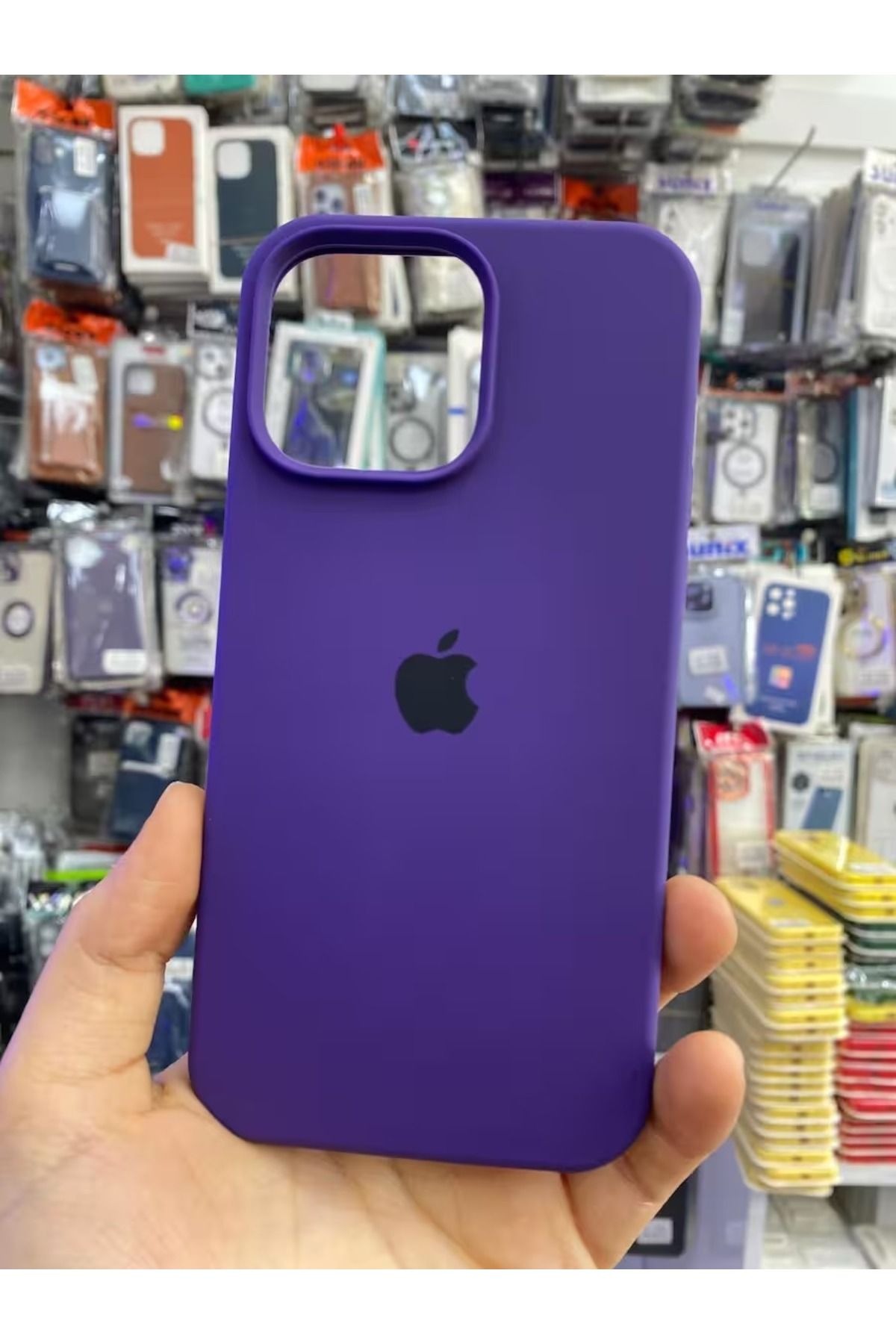 Soffany İPHONE 14 PRO MAX UYUMLU LOGOLU LANSMAN İÇİ KADİFE KILIF