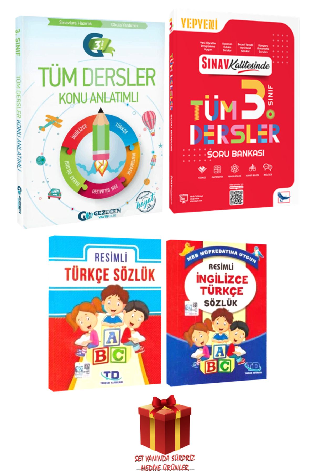 Gezegen Yayıncılık 3. Sınıf Tüm Dersler Konu Anlatımı+ Soru Bankası+ Resimli Türkçe İngilizce Sözlük+ Hediye