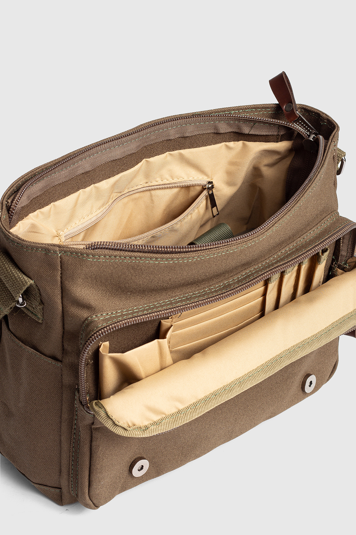 By Hakan  GK72 Kanvas (pamuk) Postacı Çantası Omuz Çantası Laptop Bölmeli Okul Çantası YEŞİL - Görsel 5