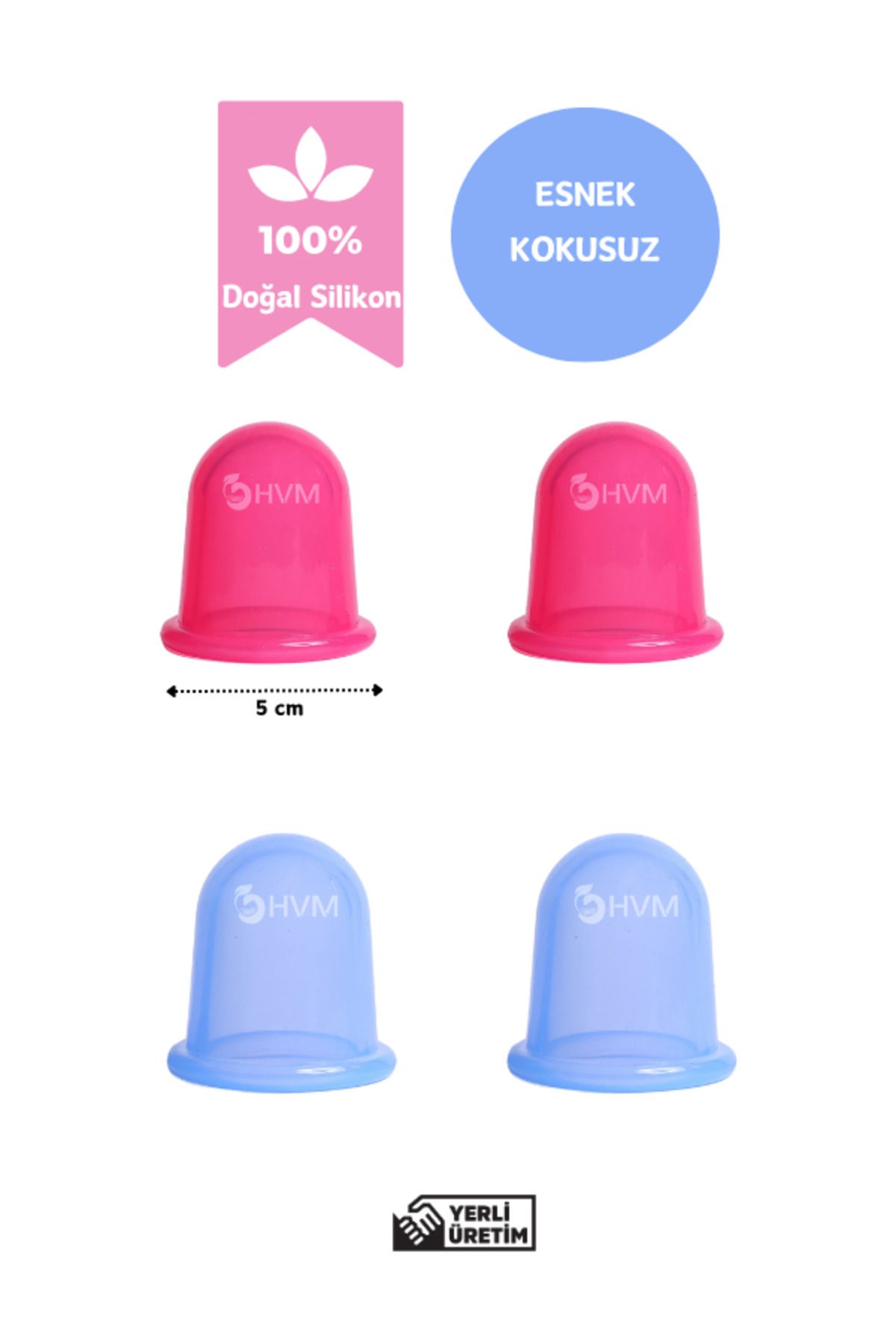 HVM Vakumlu Silikon Masaj Kupa Seti Orta boy 4'lü Set