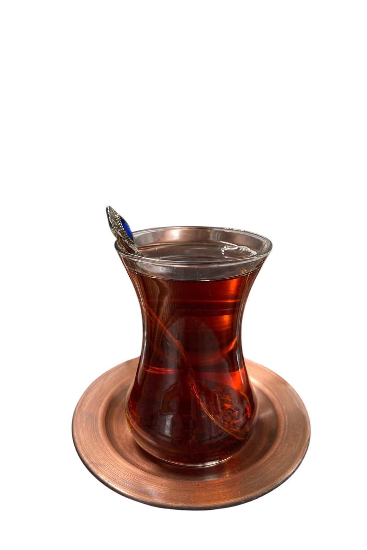 Tanrıkulu Bakırcılık Bakır El Dövmesi Çay Seti Takımı&çay Sunum Seti Bakır Tepsili 6 Kişilik(6 Bardak Hediyeli)