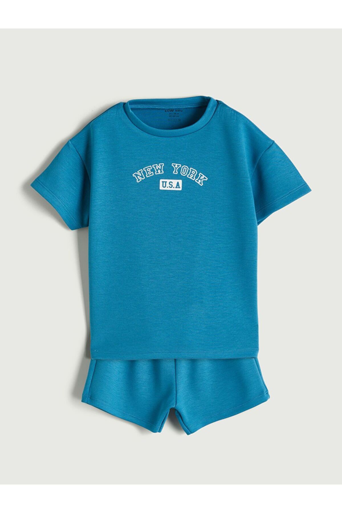 LC Waikiki LCW baby Baskılı Erkek Bebek Tişört ve Şort 2'li Takım