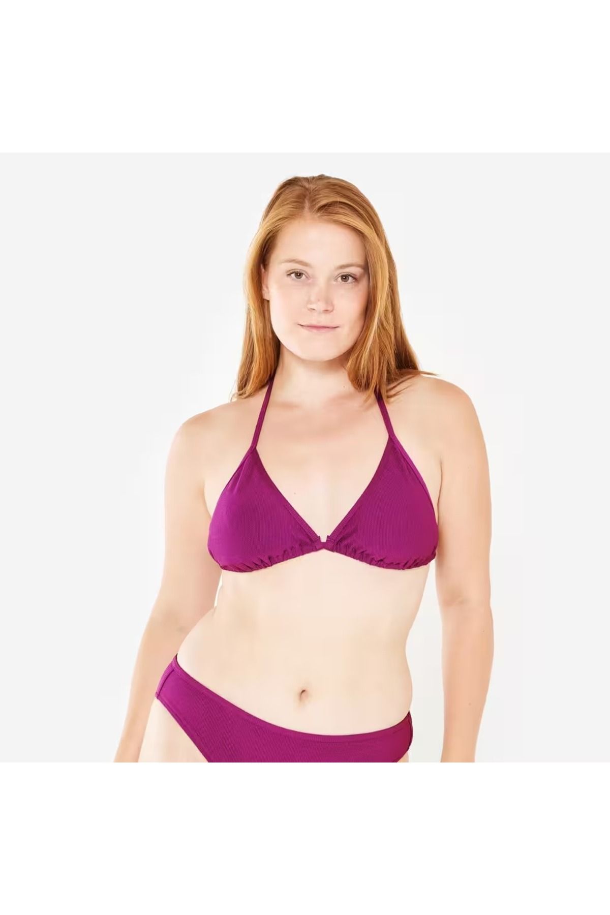 Decathlon Kadın Üçgen Bikini Üstü - Mor - Dokulu - MAE