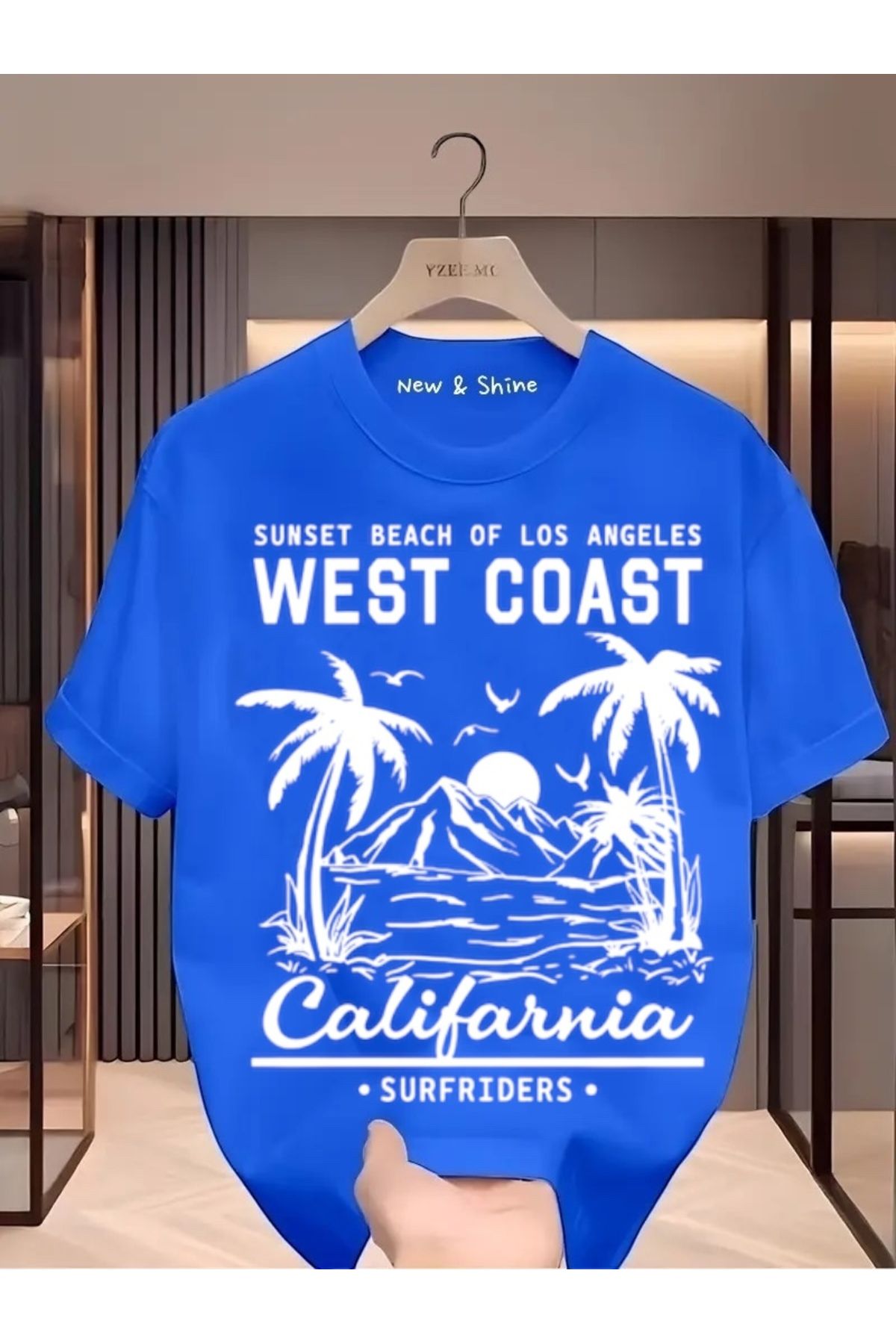 New Shine West Coast Baskılı Büyük Beden Oversize T-Shirt