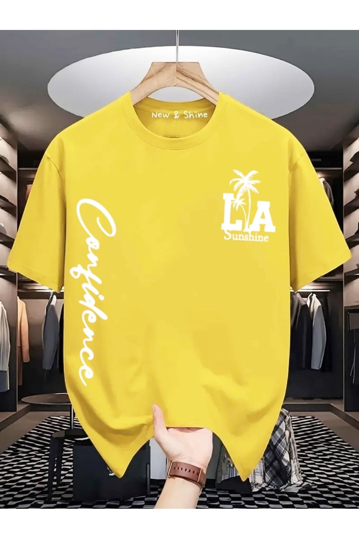 New Shine LA California Baskılı Büyük Beden Oversize T-Shirt